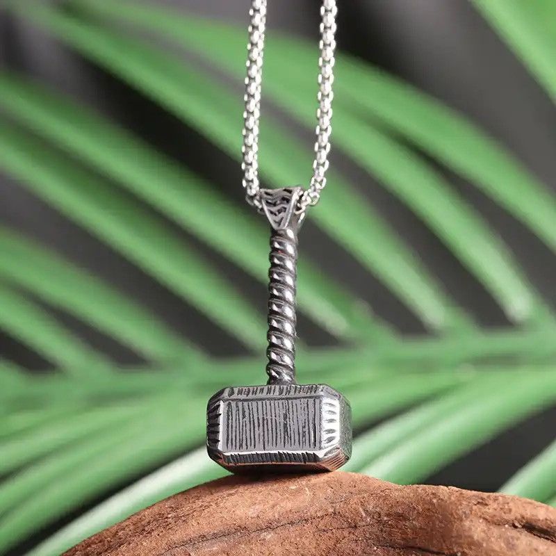Jewelry × Vintage Thor\\\'s Hammer Stainless Steel Pendant Necklace Size ONE SIZE - 2 Thumbnail