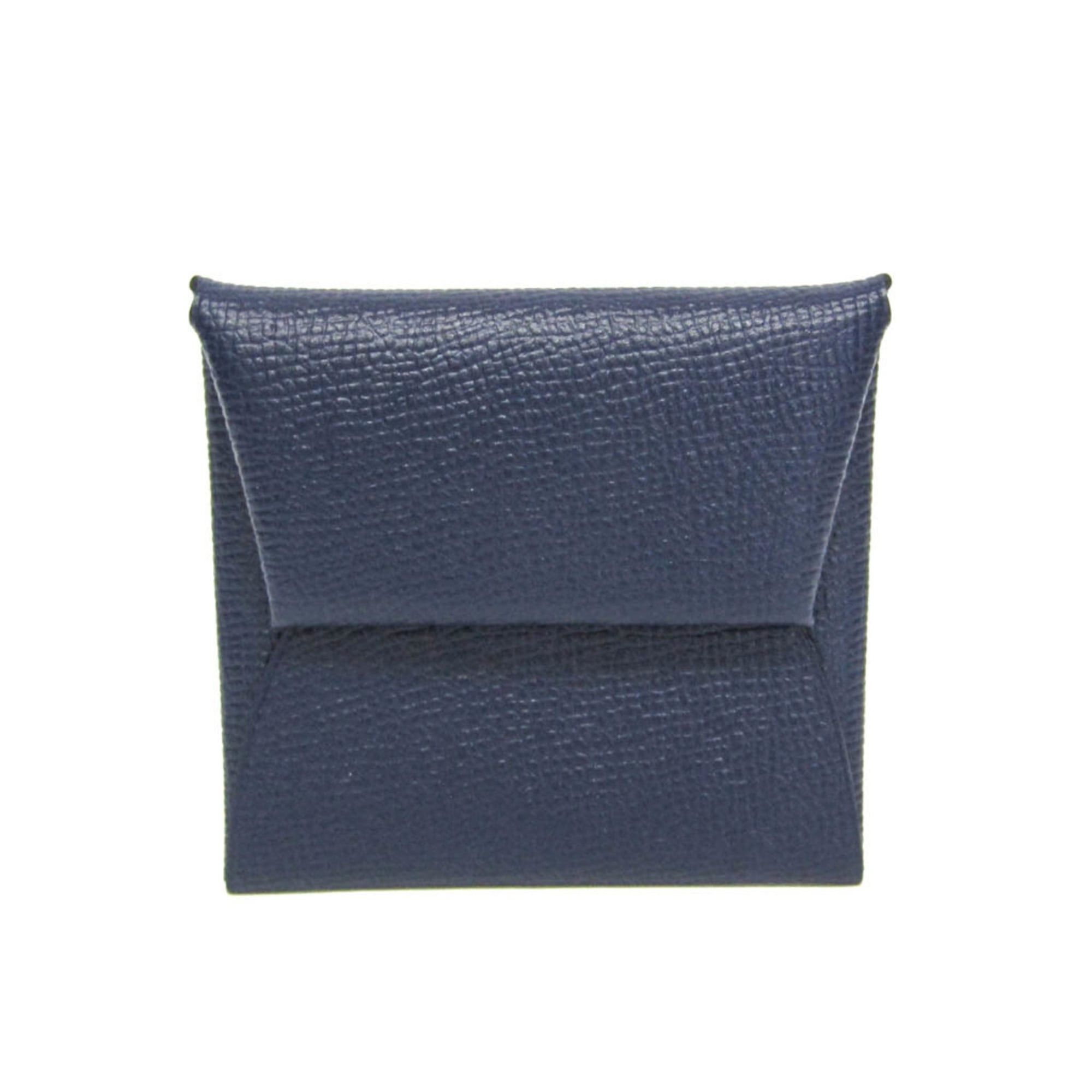 Hermes Hermes Bastia Men,Women Chevre Leather Coin Purse/coin Case Navy Size ONE SIZE - 1 Thumbnail
