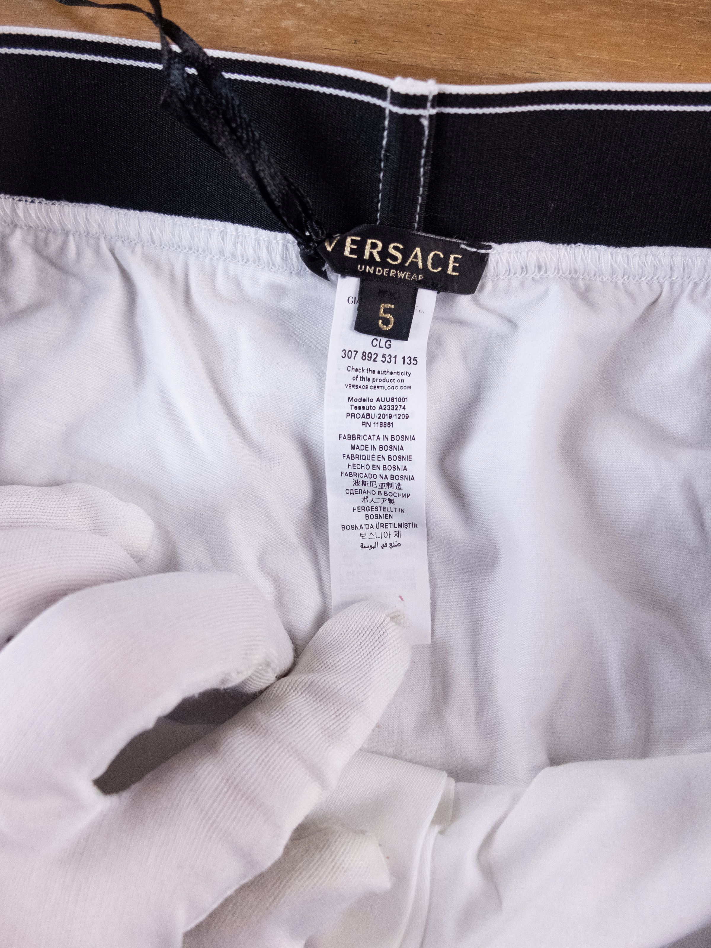 Versace 2 x VERSACE white crystal signature waistband boxer shorts 5 Size 34 - 8 Thumbnail