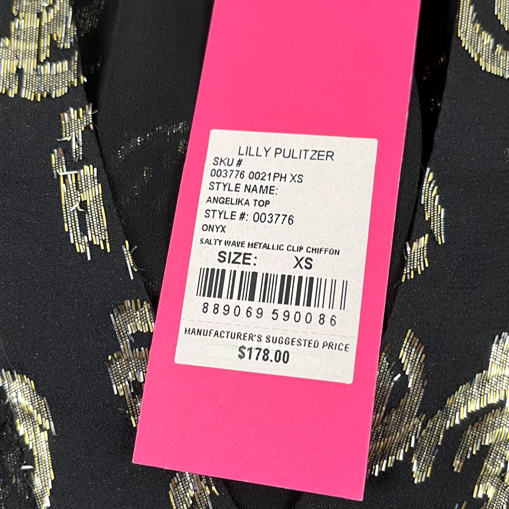 Lilly Pulitzer VINTAGE Lilly Pulitzer Blouse Womens XS Silk Chiffon Metallic Geometric Long Sleeve Casual Size XS / US 0-2 / IT 36-38 - 3 Thumbnail