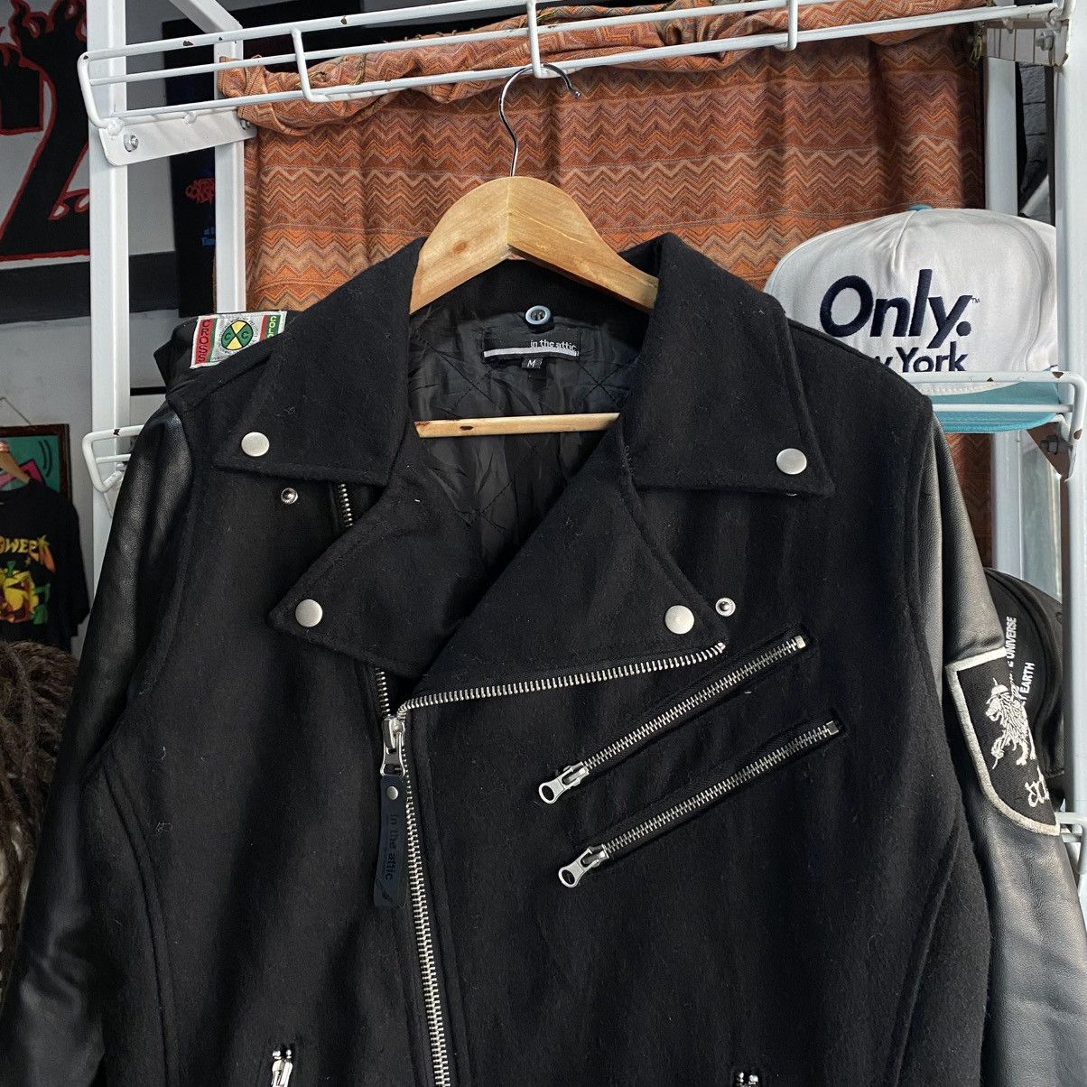 In The Attic n The Attic Leather Sleeve Biker Jacket Moto Varsity Hybrid Size US M / EU 48-50 / 2 - 4 Thumbnail