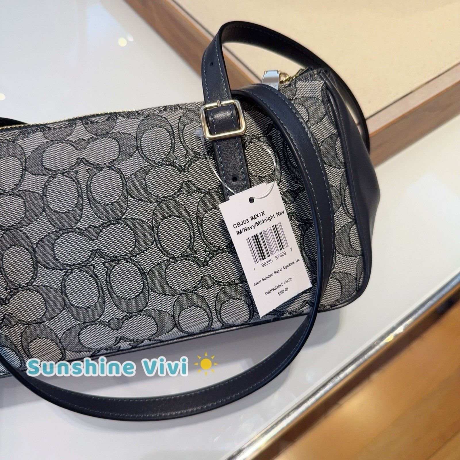 Coach NWT Bundle Coach Asher Bag CBJ03 & CU987 Zip Wallet Navy Size ONE SIZE - 6 Thumbnail