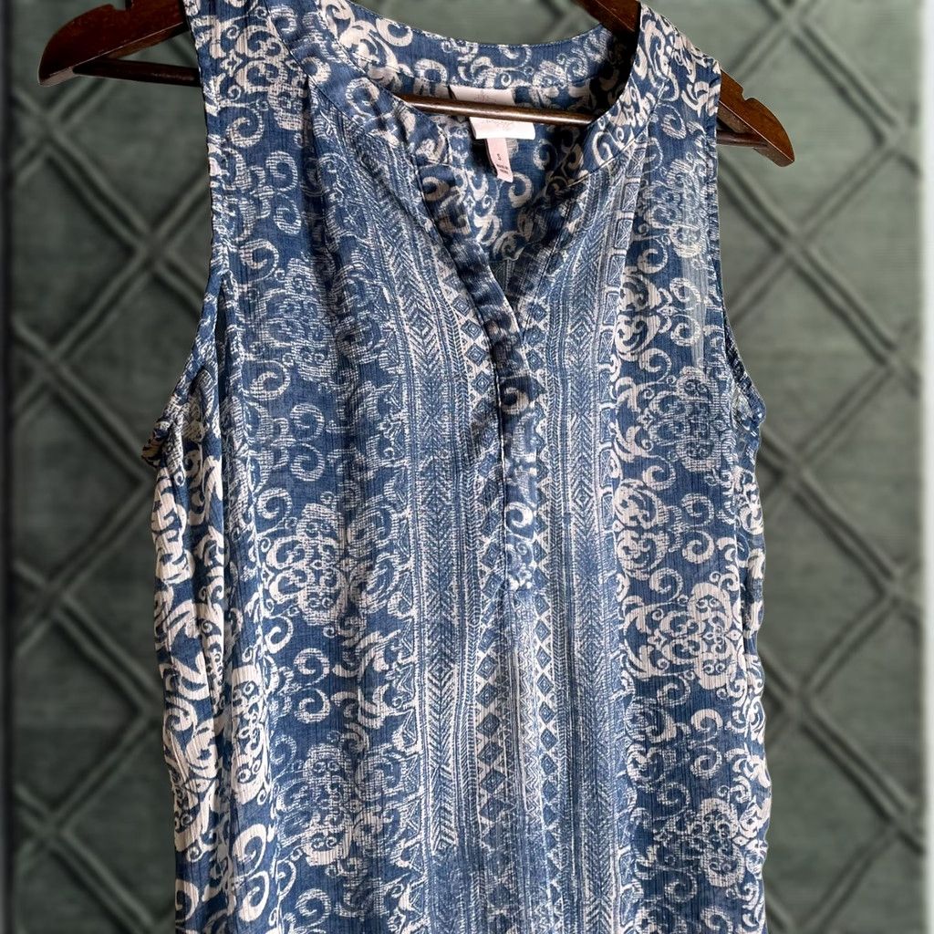 Vintage Knox Rose Blue Sheer Sleeveless High-Low Tunic Dress Top Women’s Size Small Size S / US 4 / IT 40 - 1 Thumbnail