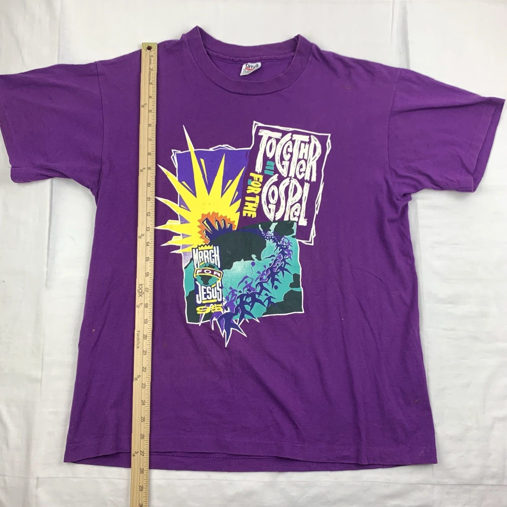 Anvil VINTAGE Anvil Shirt Adult Large Purple Religion 90s God Jesus Church Event -Mens- Size US L / EU 52-54 / 3 - 7 Thumbnail