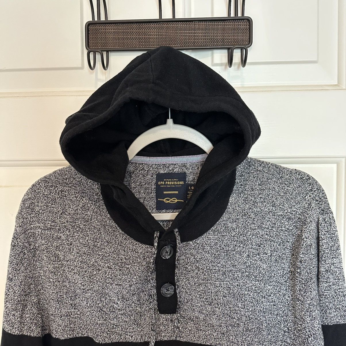 CPO CPO Provisions Cotton Knit Button Neck Hoodie Sweatshirt Size US L / EU 52-54 / 3 - 2 Thumbnail