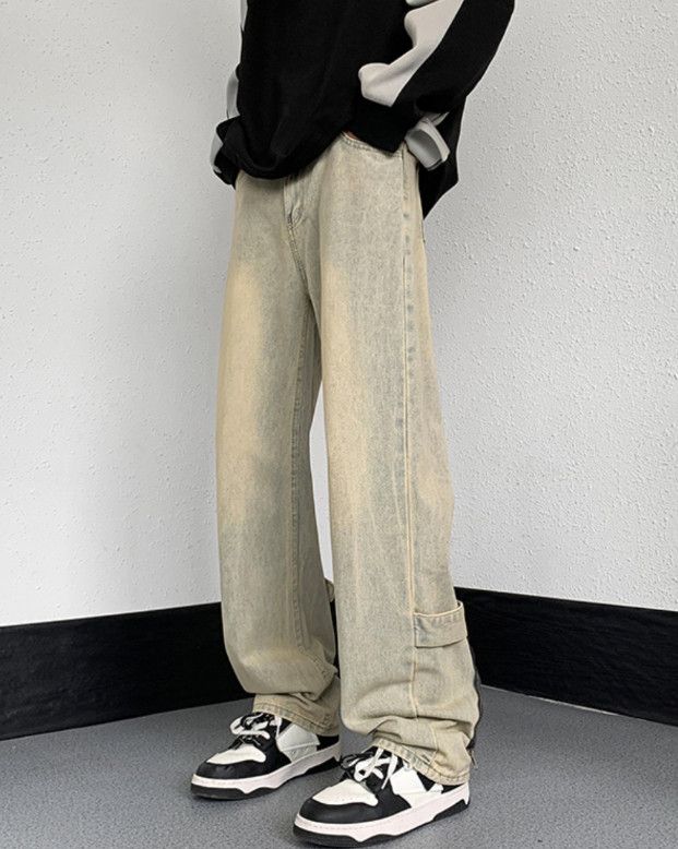 Japanese Brand Trendy men's straight high street workwear casual jeans Size US 32 / EU 48 - 2 Thumbnail