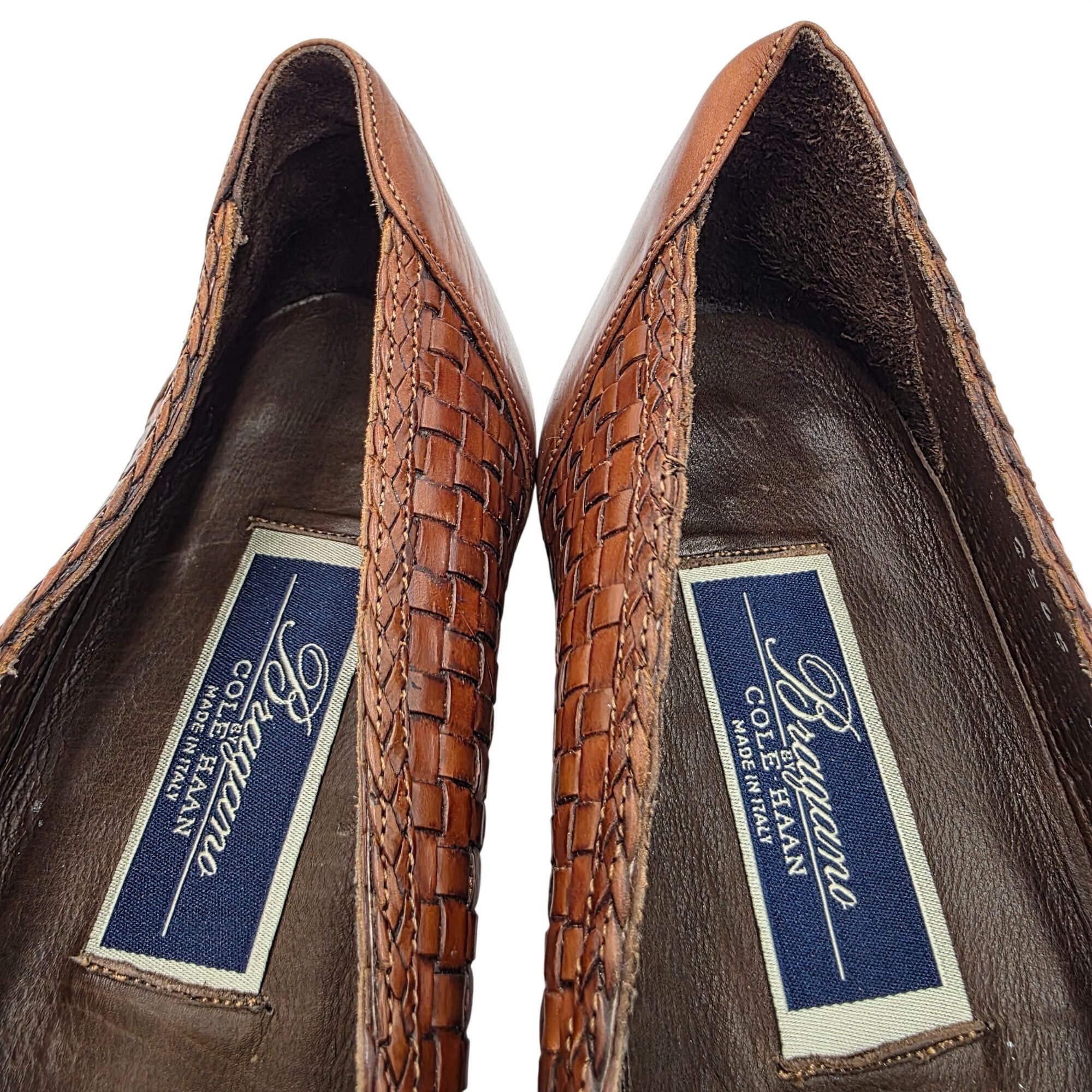 Bragano Vintage Bragano Cole Haan Brown Leather Woven Tassel Loafers Size US 9 / EU 42 - 6 Thumbnail