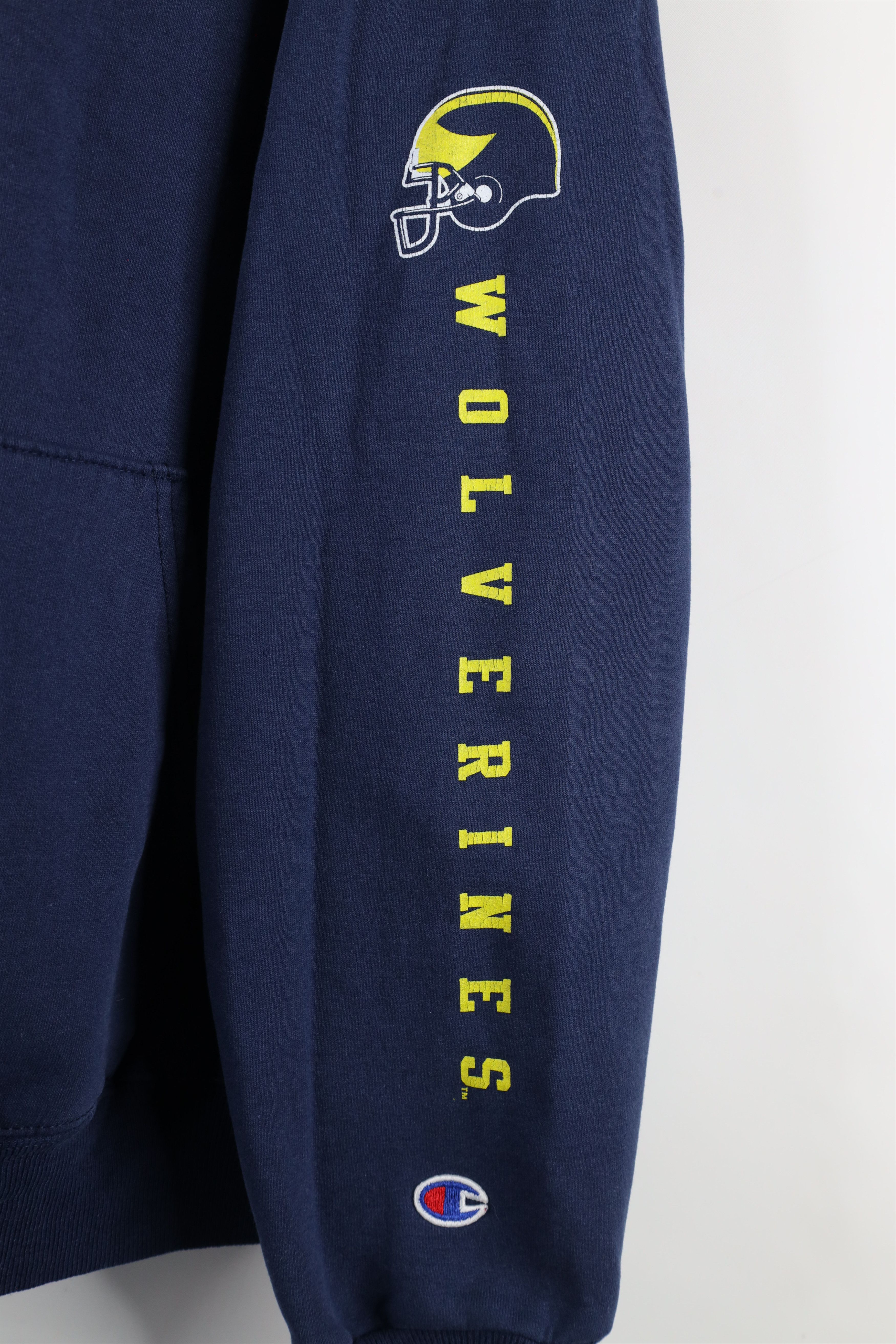 Champion × Vintage Vintage 90s Champion University of Michigan Football Hoodie Size US L / EU 52-54 / 3 - 4 Thumbnail