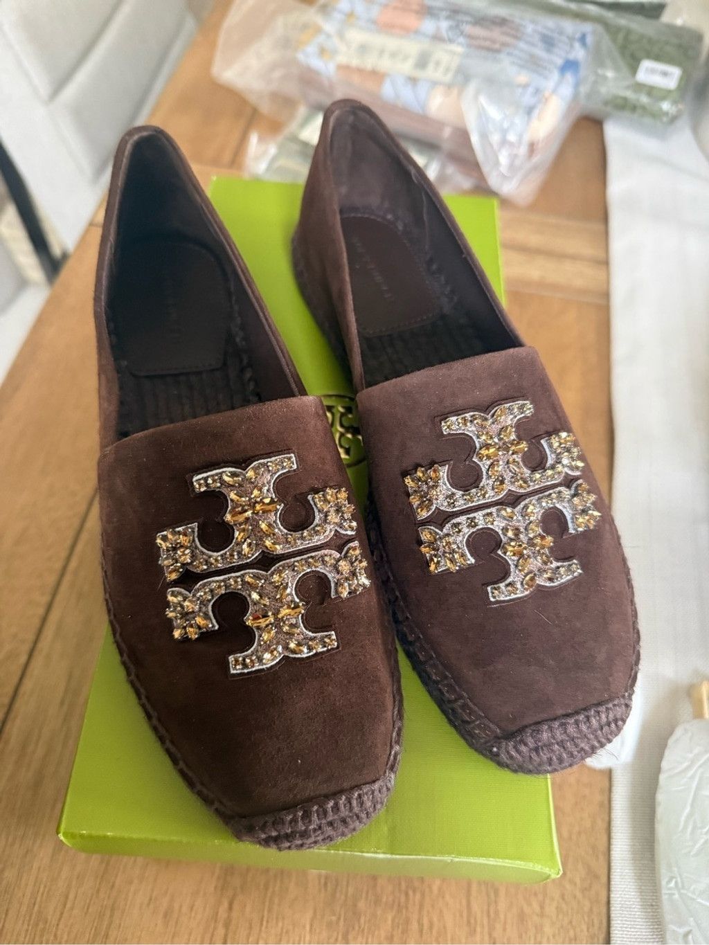 Tory Burch New Tory Burch EMBELLISHED ESPADRILLE ROYAL SUEDE In Coca Size US 7 / IT 37 - 1 Thumbnail