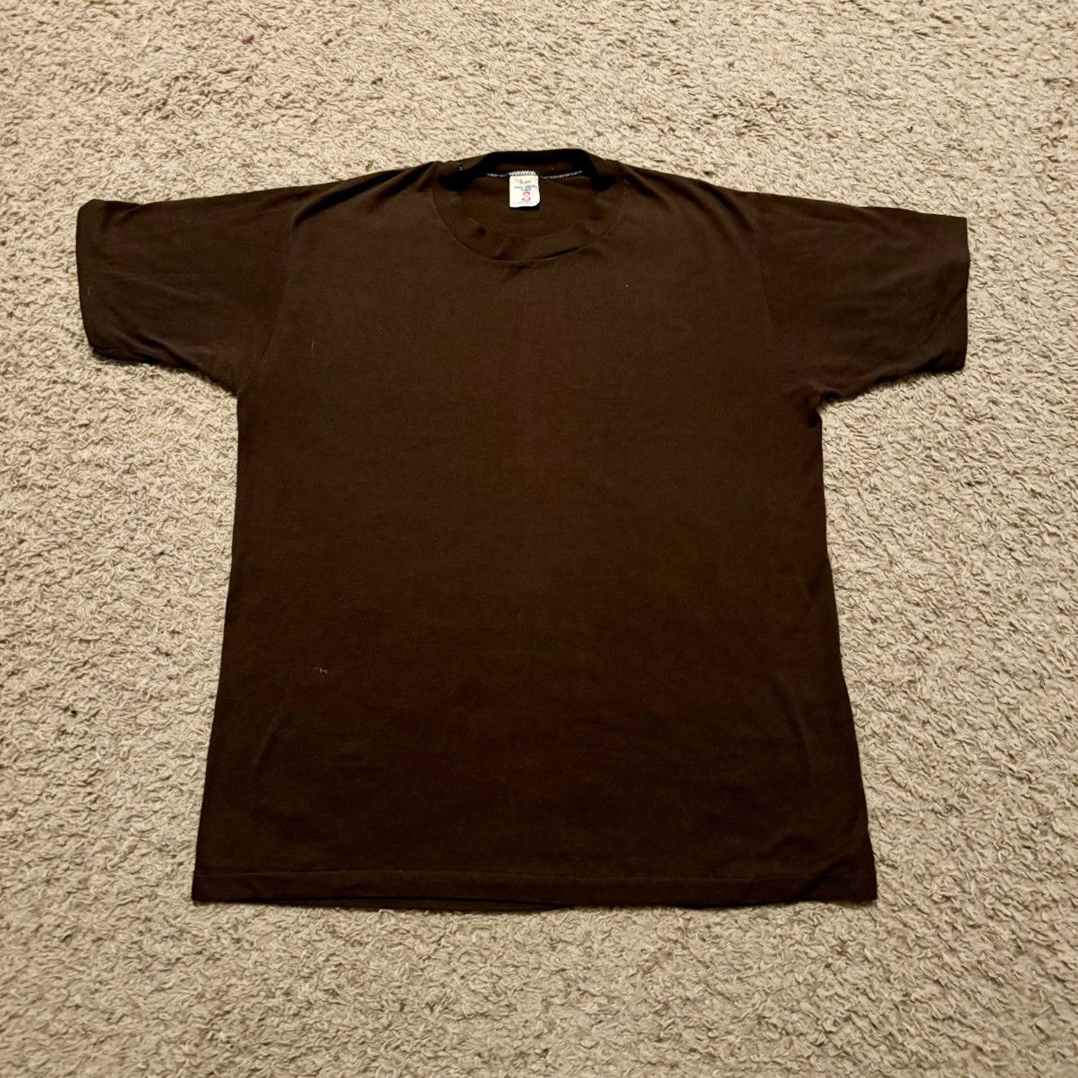 Vintage VINTAGE 70s BROWN BLANK TEE! Size US L / EU 52-54 / 3 - 1 Thumbnail