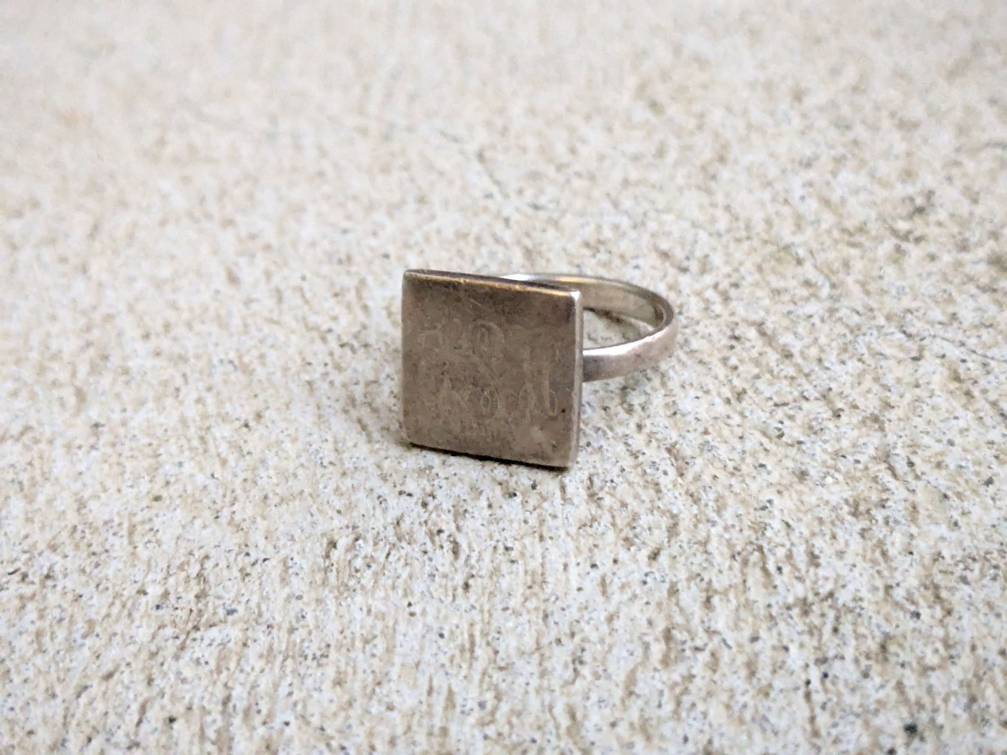 Vintage Vintage Sterling Silver Signet Ring Square Engraved Antique Size ONE SIZE - 5 Thumbnail