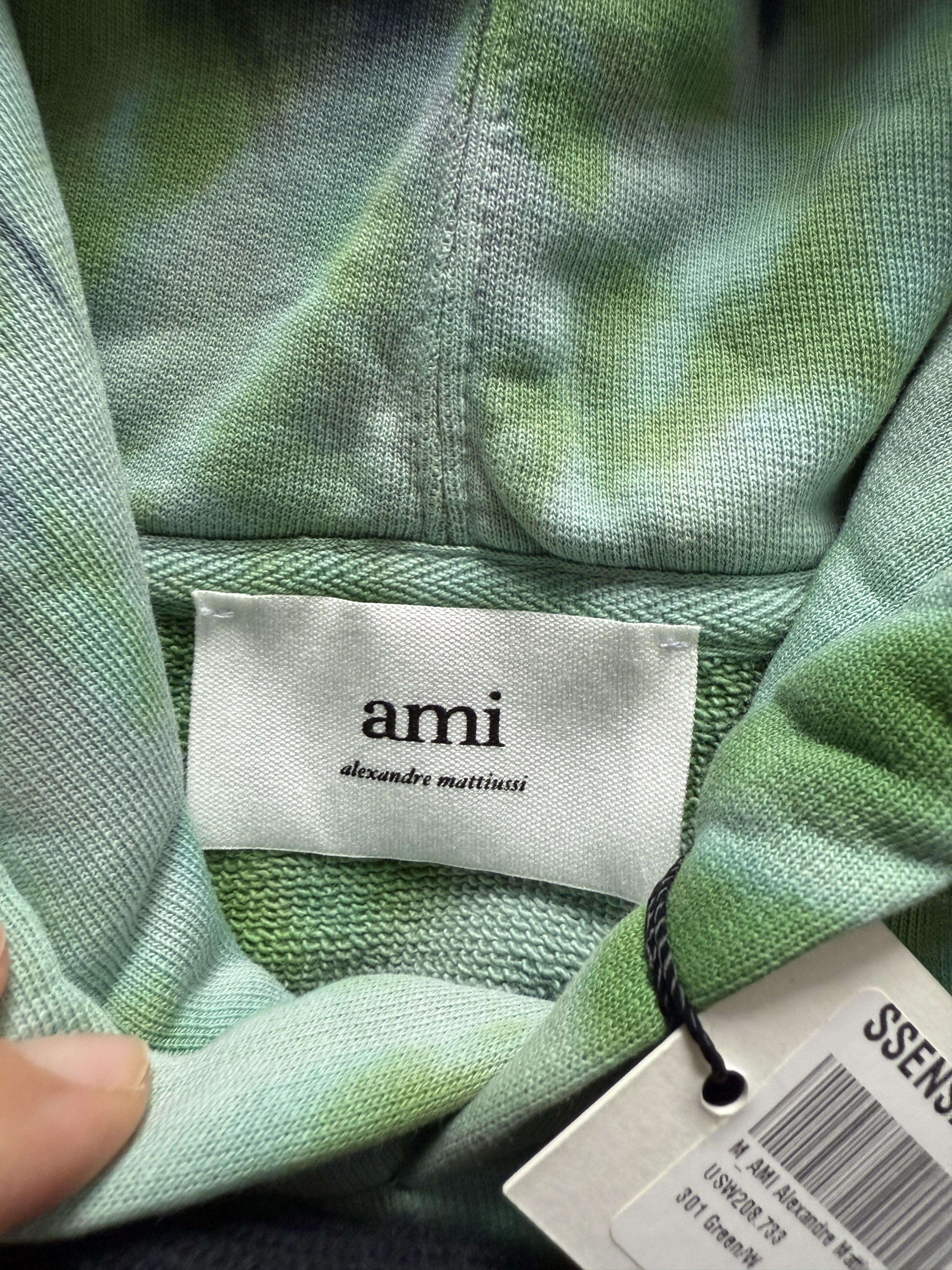 AMI USD410 AMI PARIS GREEN TIE-DYE COTTON HOODIE Size M / US 6-8 / IT 42-44 - 4 Thumbnail