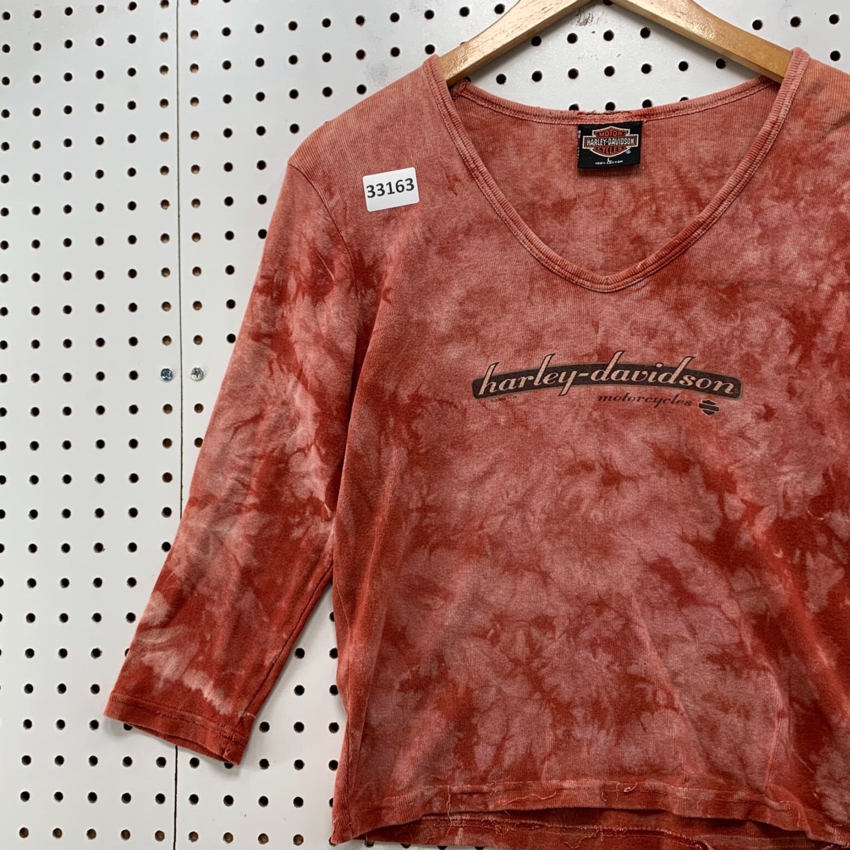 Harley Davidson VINTAGE Harley-Davidson Motorcycle Top Womens L Red Cropped 3/4 Sleeve V-Neck 20x19.5 Womens Mens Size L / US 10 / IT 46 - 3 Thumbnail