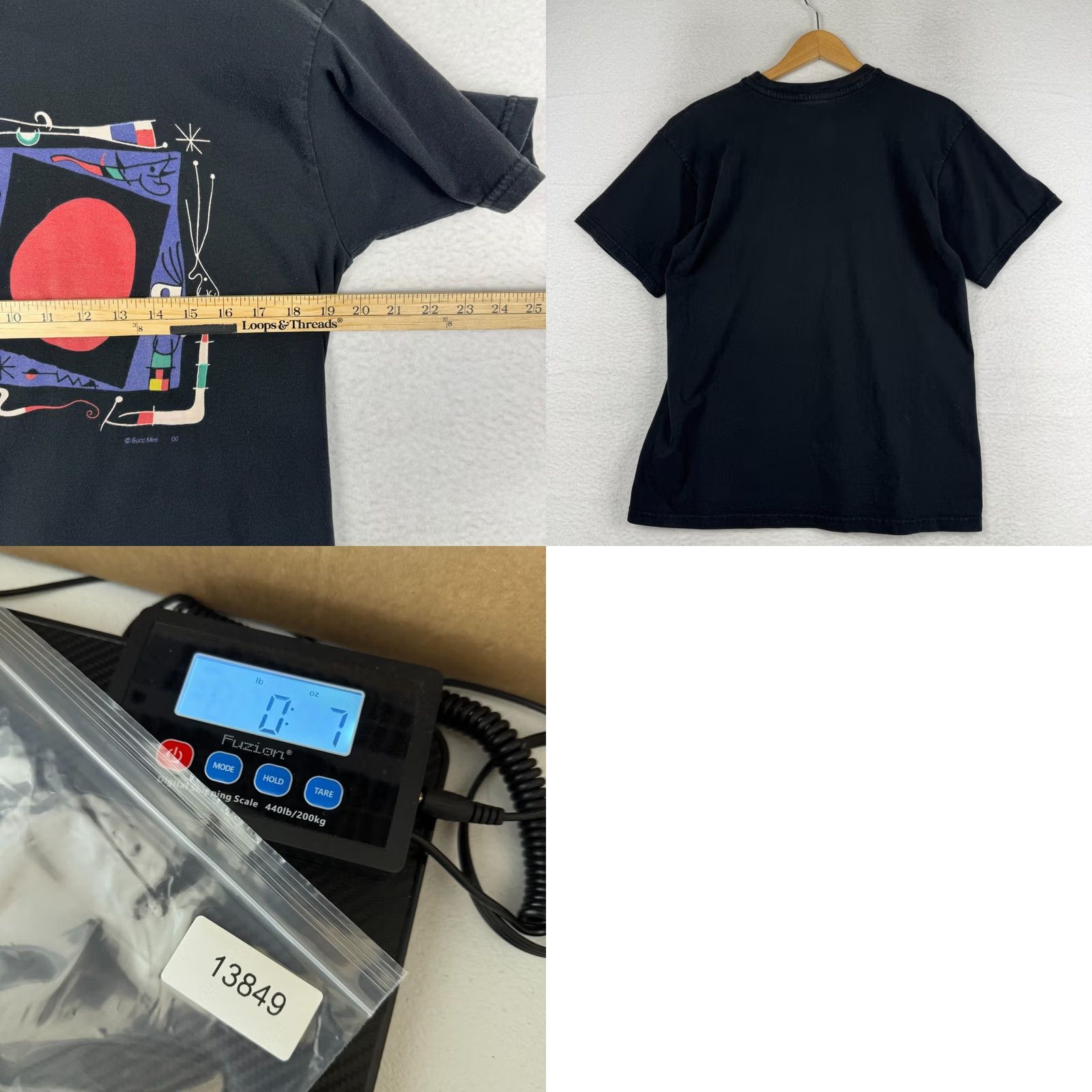 Vintage VINTAGE Joan Succ Miro T-Shirt Graphic Print Shirt Men L Black Cotton Crew Neck Short Sleeve 1990s 2000s RARE Size US L / EU 52-54 / 3 - 8 Thumbnail