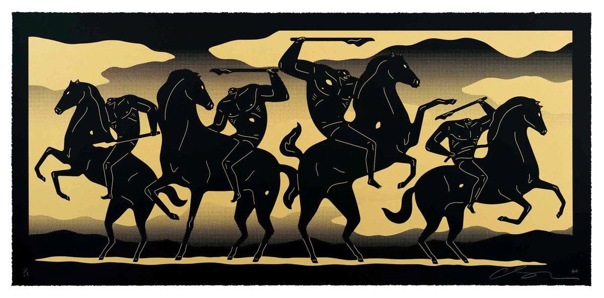image of Cleon Peterson The Four Horseman Gold Lithography, Men's