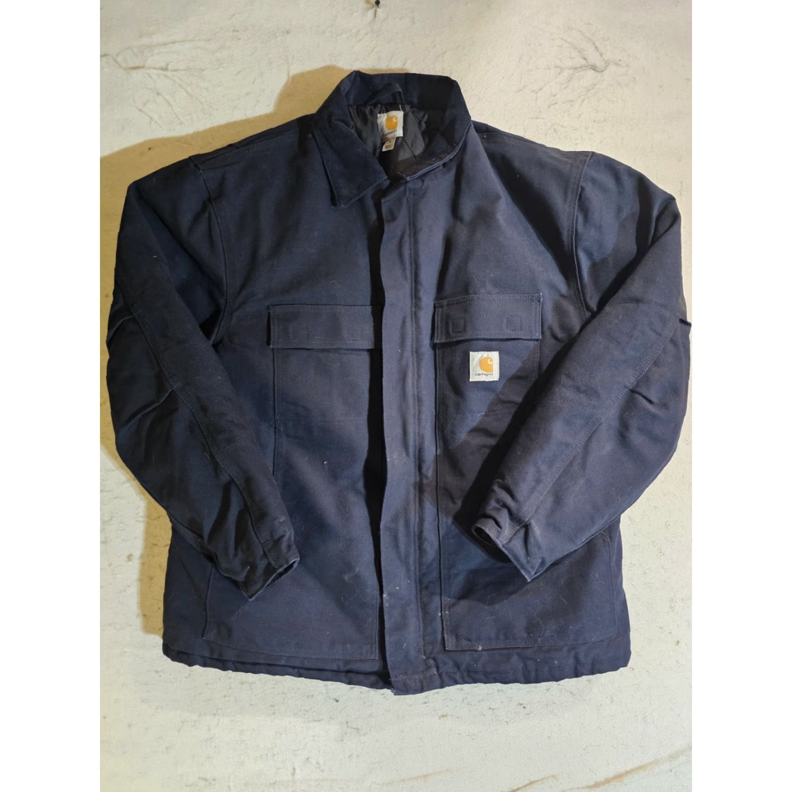 Carhartt Carhartt C003 DNY Quilted Lined Jacket Navy Blue Work Canvas Barn Coat Mens XL Size US XL / EU 56 / 4 - 2 Thumbnail