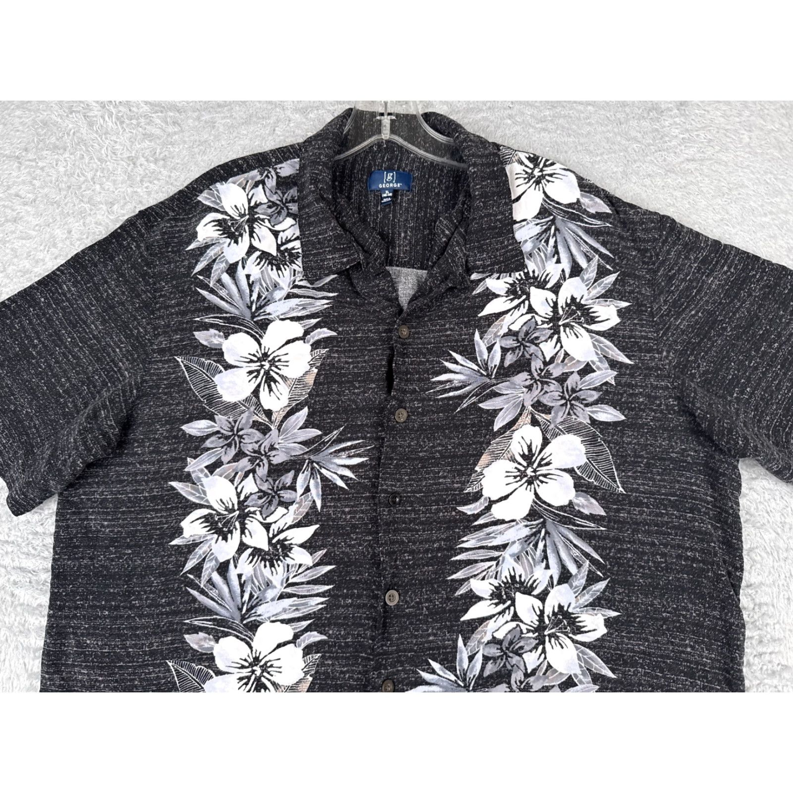 George George Shirt Mens XL Gray White Floral Bowling Rayon Hawaiian Vintage: No Size US XL / EU 56 / 4 - 4 Thumbnail