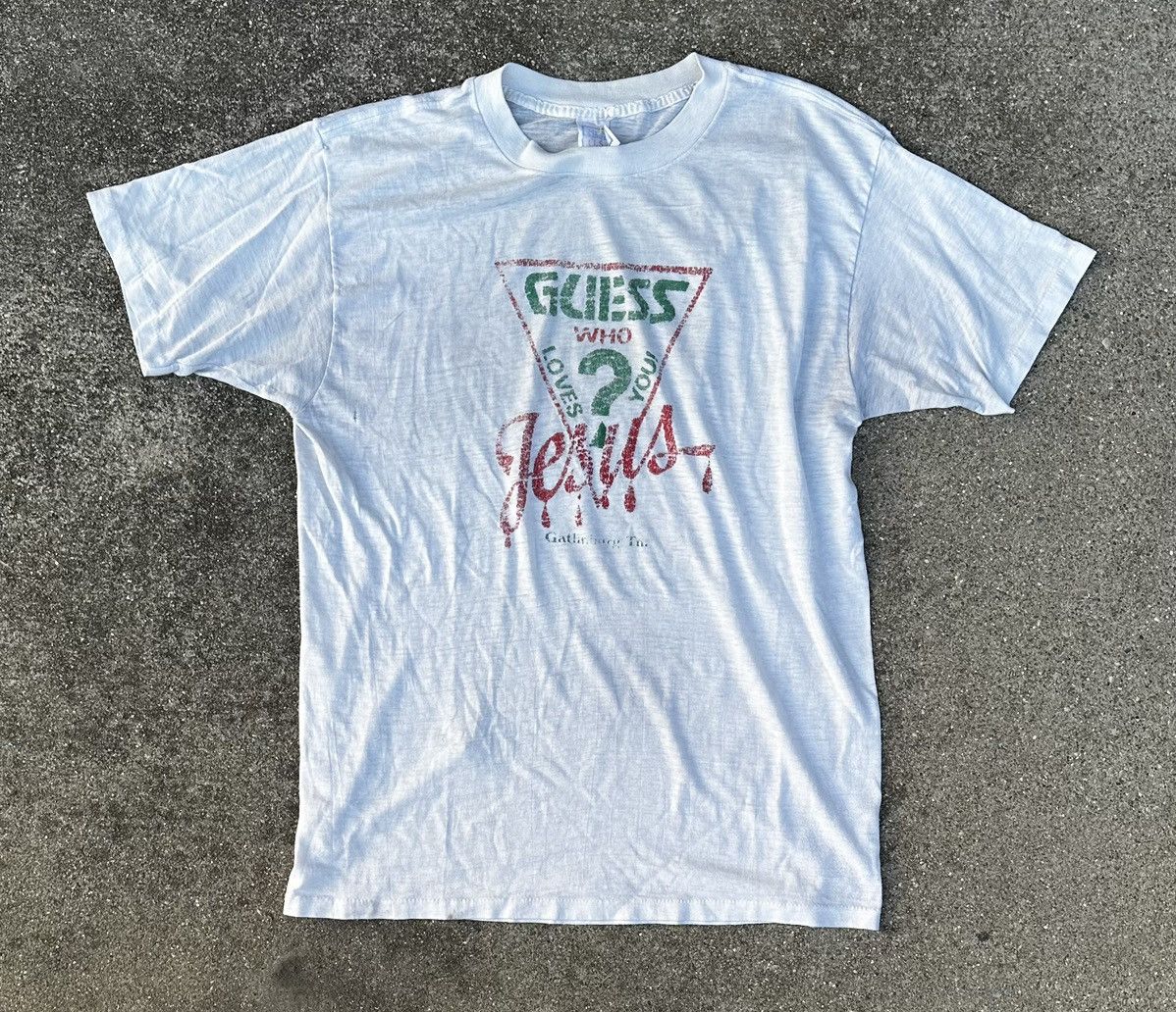Other Vintage Guess Jeans Jesus Tee Size Large Size US L / EU 52-54 / 3 - 1 Thumbnail