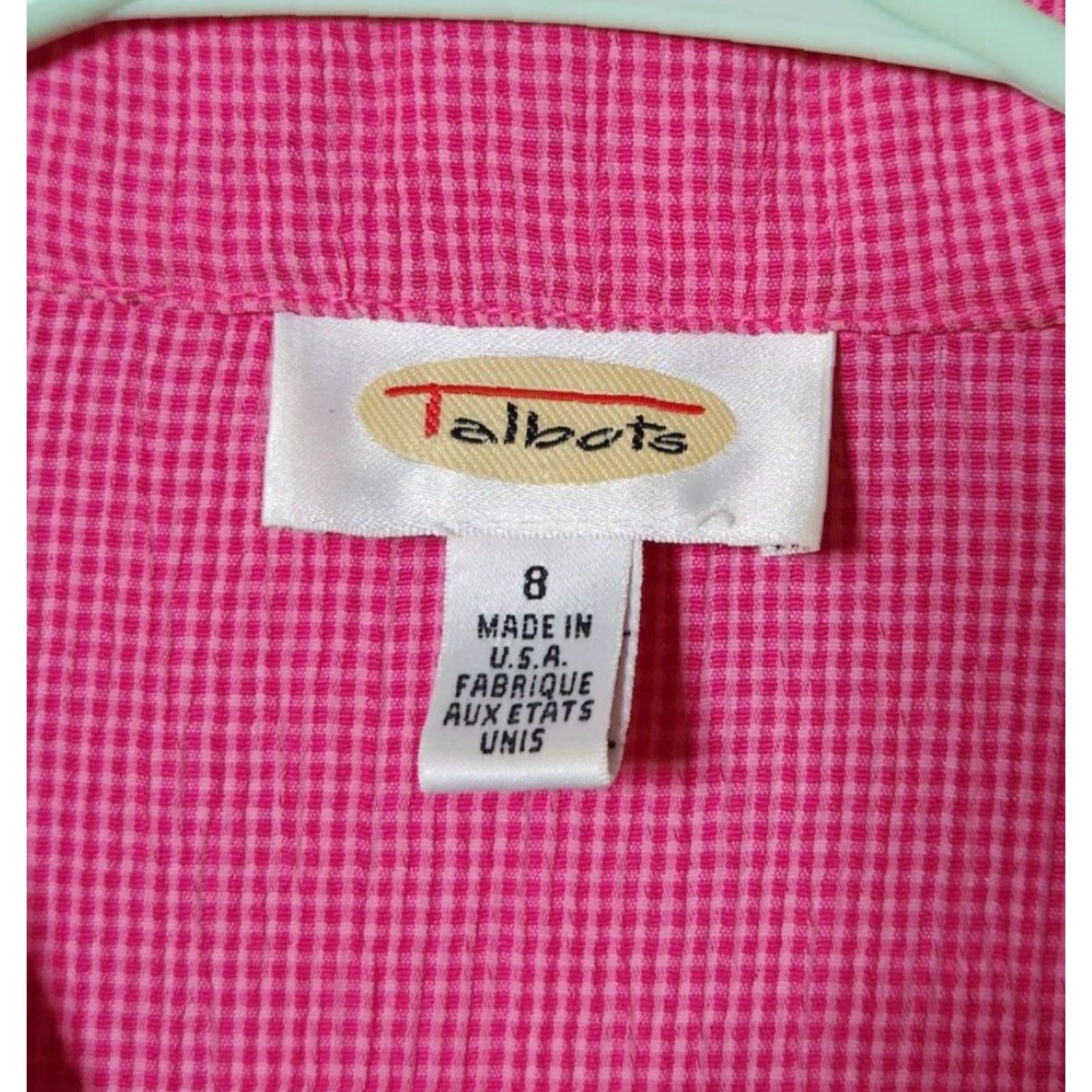 Talbots Talbots Womens Dress Button Front Maxi Gingham Short Sleeve Shoulder Pads Pink 8 Size 30" / US 8 / IT 44 - 8 Thumbnail