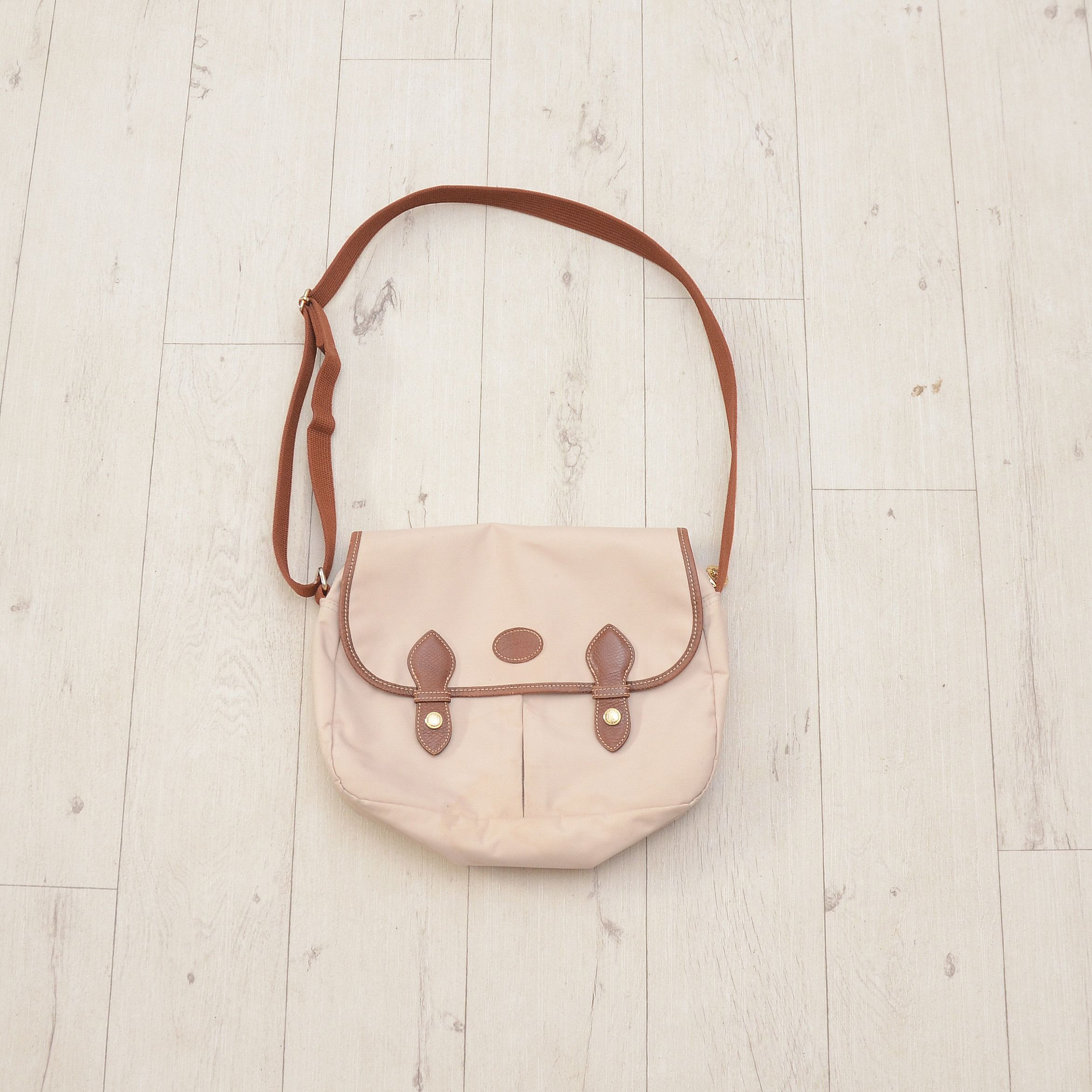 Longchamp Longchamp Le Pliage Crossbody Beige Nylon/Cognac Messenger Size ONE SIZE - 1 Thumbnail