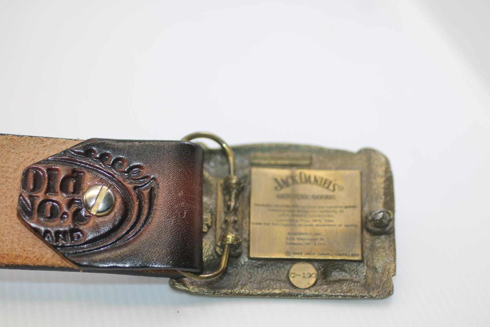 Other Vintage Jack Daniel’s Leather Belt Brass Buckle '89 Licensed Size ONE SIZE - 9 Thumbnail