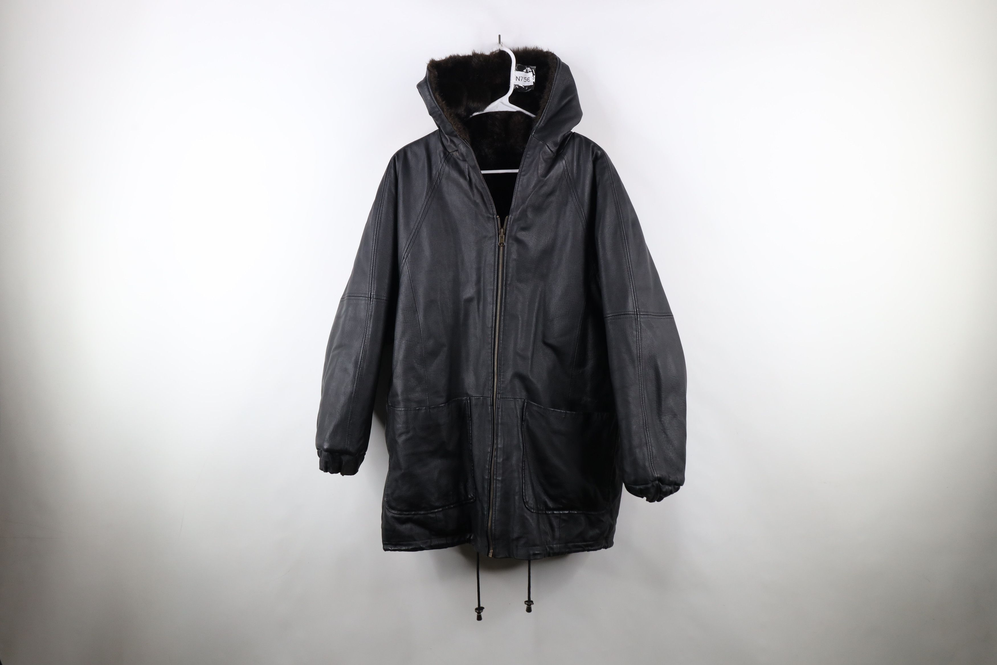 Vintage Vintage 90s Streetwear Reversible Fur Leather Hooded Jacket Size US M / EU 48-50 / 2 - 1 Thumbnail