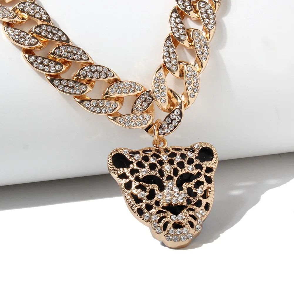 Jewelry Leopard Rhinestone Alloy Pendant Necklace Size ONE SIZE - 3 Thumbnail