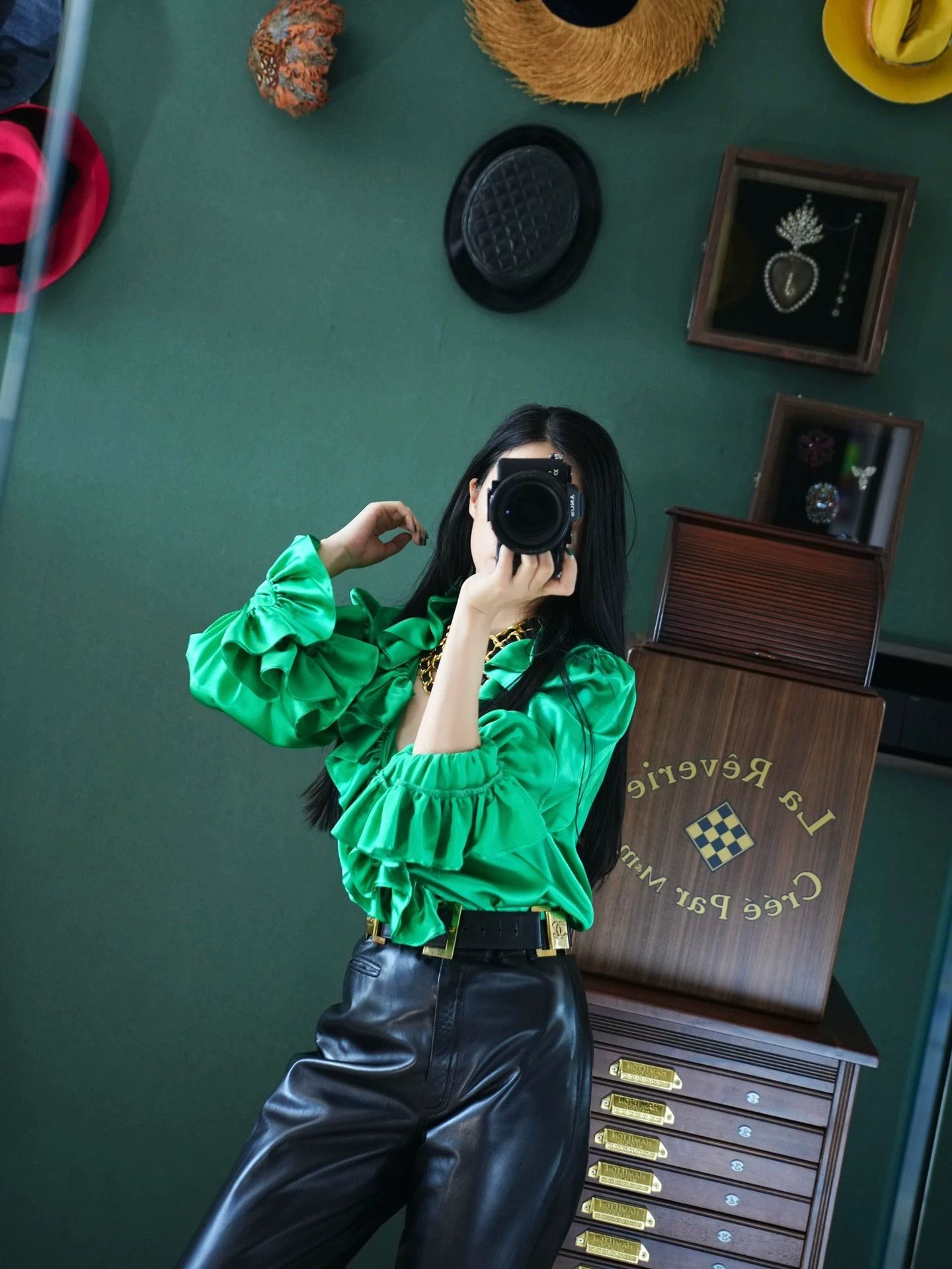 Other Handmade 100% Silk Green Vampire Shirt Size S / US 4 / IT 40 - 5 Thumbnail