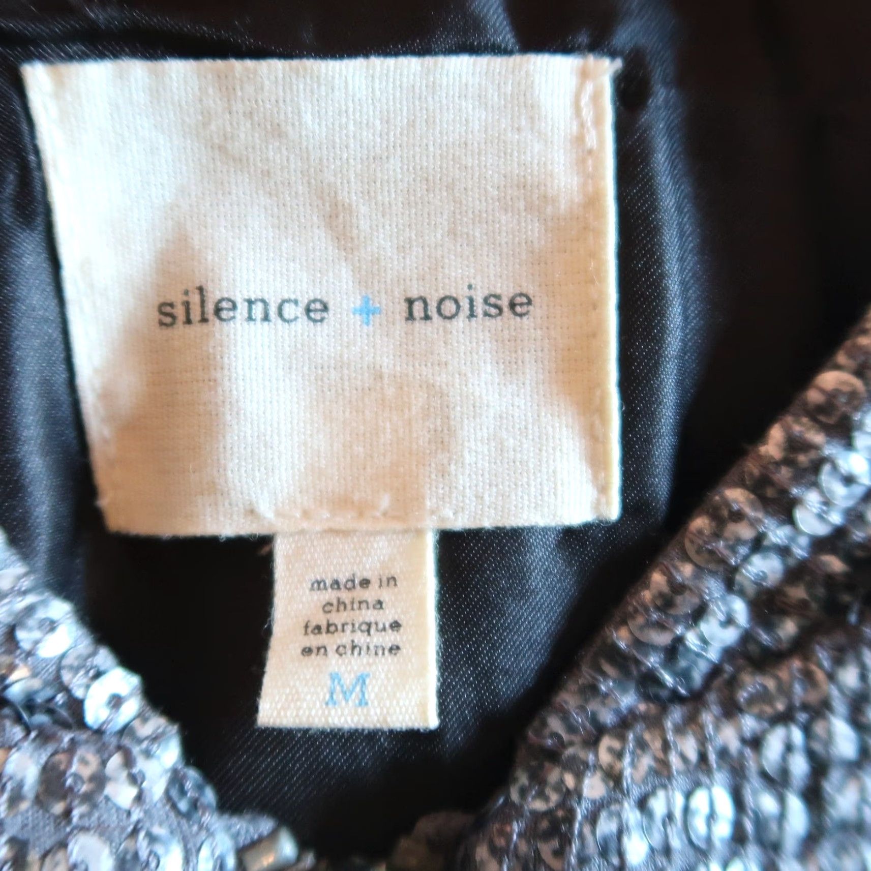 Vintage Silence + Noise Gunmetal Silver Sequin Crop Zip Front Jacket M Womens Short Beaded, Sequin Casual Party/Cocktail Zip Front Size M / US 6-8 / IT 42-44 - 6 Thumbnail