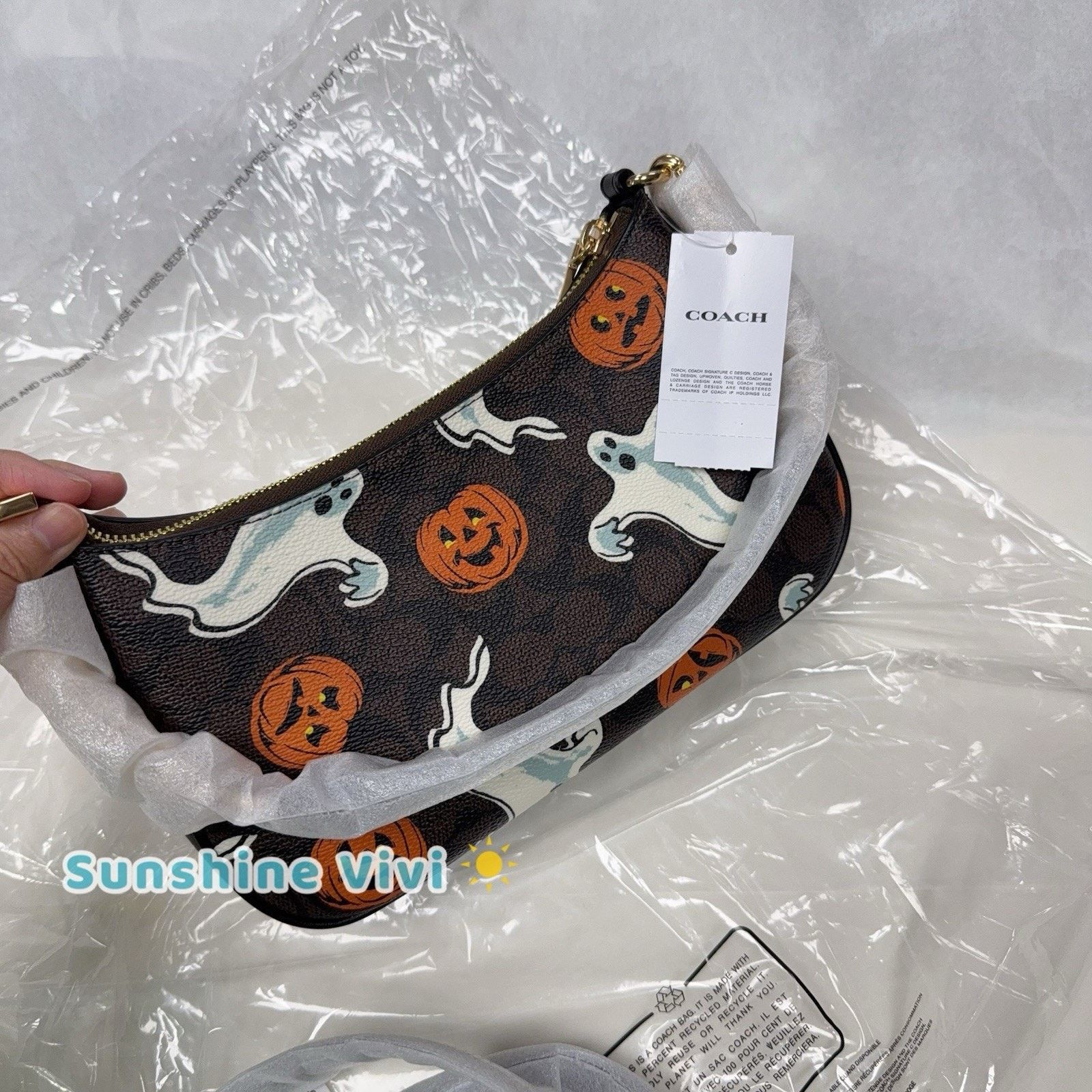 Coach NWT Coach Teri Shoulder Bag Canvas Pumpkin Halloween CCE71 Size ONE SIZE - 5 Thumbnail