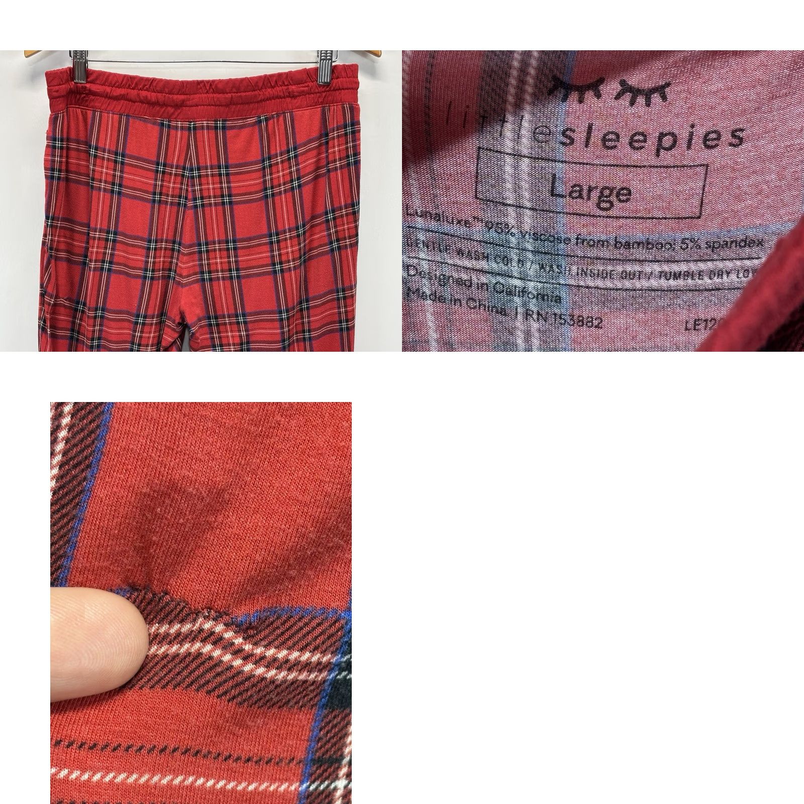 Vintage Little Sleepies Pajama Set Red Plaid Bamboo 2 Pc Women L Long Sleeve Christmas Holiday Comfort Mens? Womens Size ONE SIZE - 9 Thumbnail