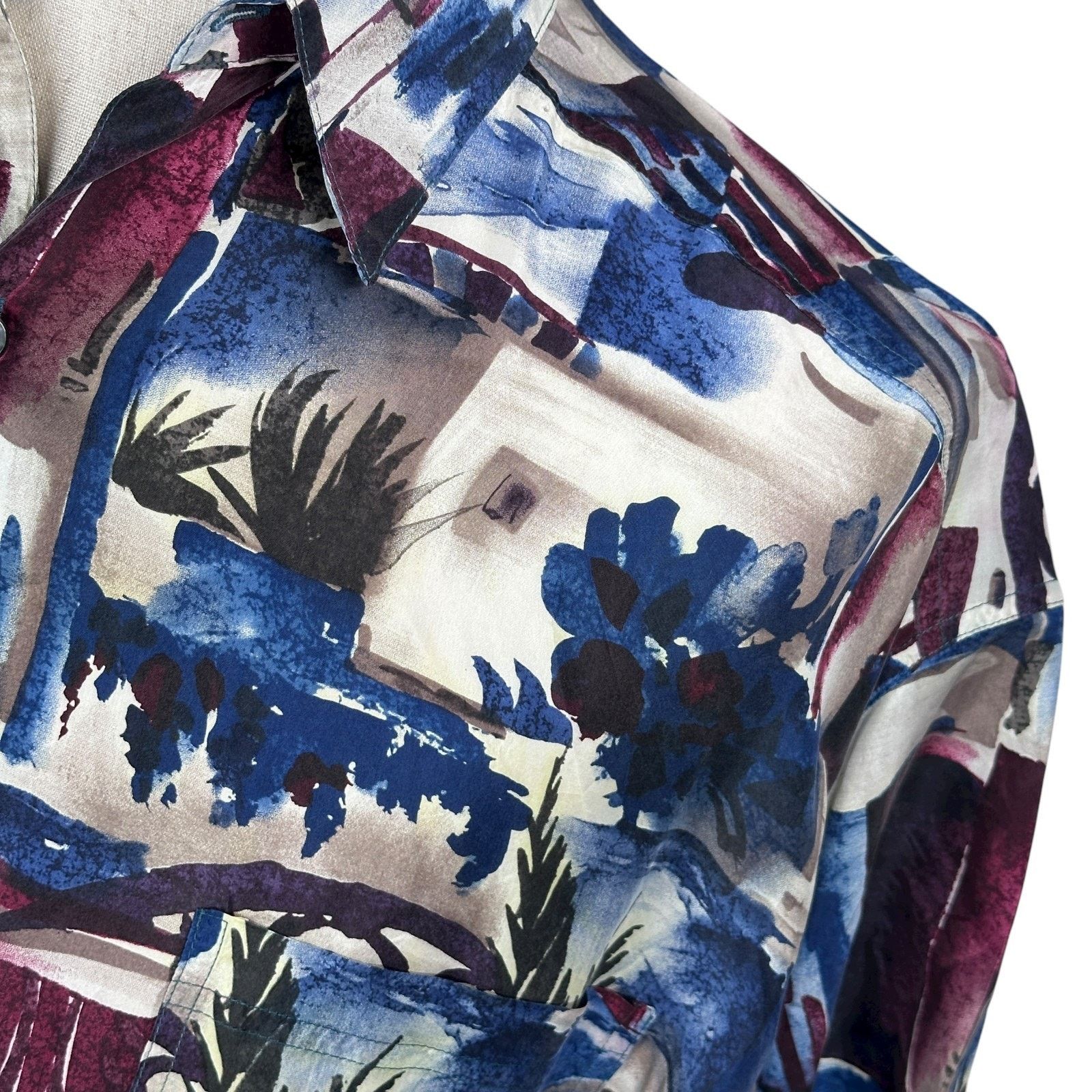 Structure Vintage Structure Hawaiian Silk Shirt Men L Multi Abstract Size US L / EU 52-54 / 3 - 3 Thumbnail