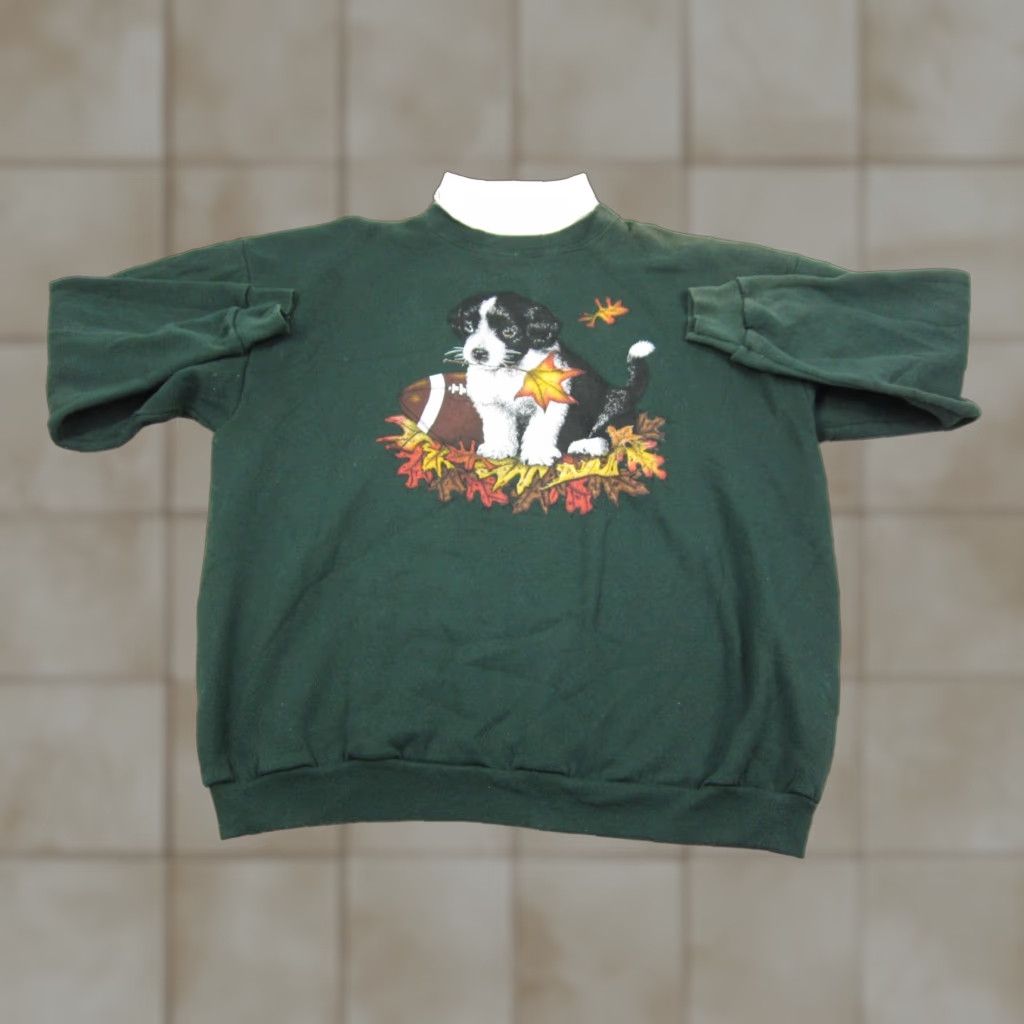 Vintage VINTAGE Cotton Grove Sweatshirt Mens 2XL 2XL Green 90s Autumn Made in USA Outdoor 90s Size US XXL / EU 58 / 5 - 1 Thumbnail