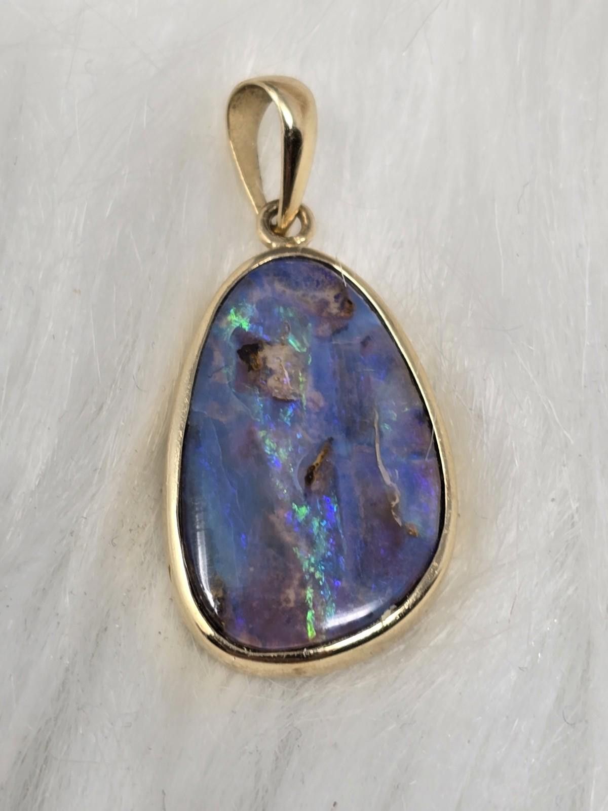 The Unbranded Brand 14k Yellow Gold Electric Australian Boulder Opal Pendant Size ONE SIZE - 2 Thumbnail