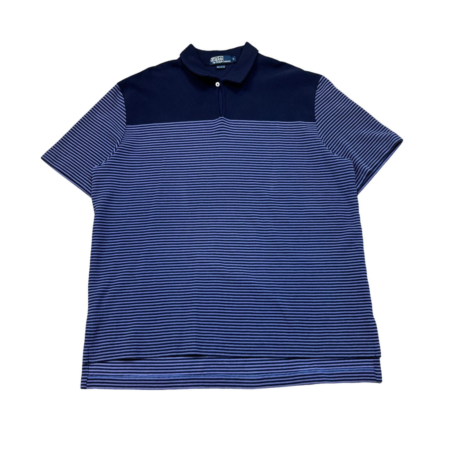 Polo Ralph Lauren × Vintage VTG Polo Ralph Lauren Single Button Stripe Polo Shirt Medium Size US M / EU 48-50 / 2 - 1 Thumbnail