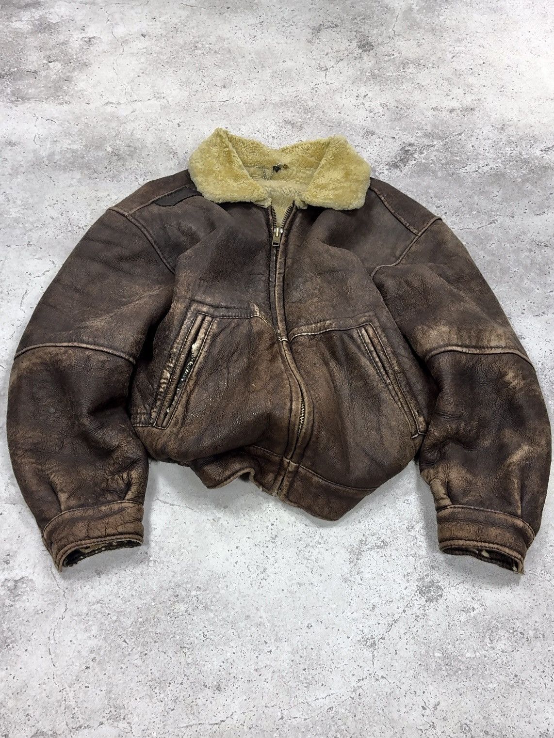 Other Vintage 90s Distressed Shearling Aviator Jacket Avirex Style Size US L / EU 52-54 / 3 - 2 Thumbnail