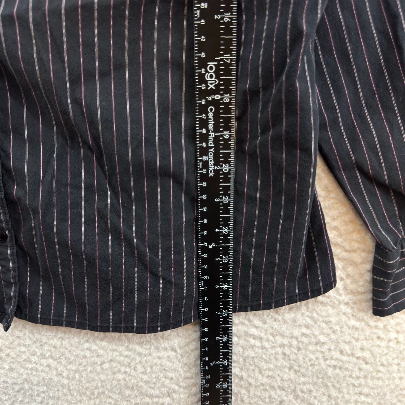 Old Navy VINTAGE Old Navy Y2K Button Up Top Blouse XL Black Pinstripe Corpcore Office Fairy Grunge Shirt Womens Size XL / US 12-14 / IT 48-50 - 5 Thumbnail