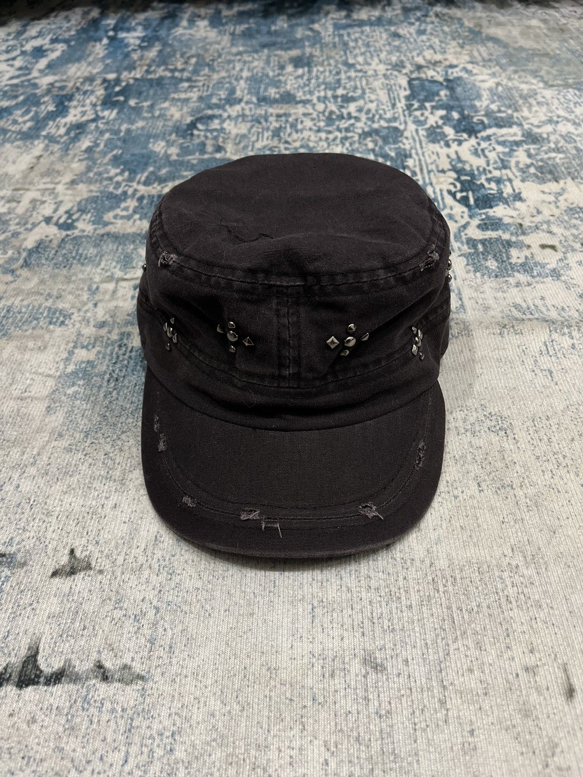 Michel Klein Two Fold Distressed Studded Commando Cadet Hat Size ONE SIZE - 2 Thumbnail