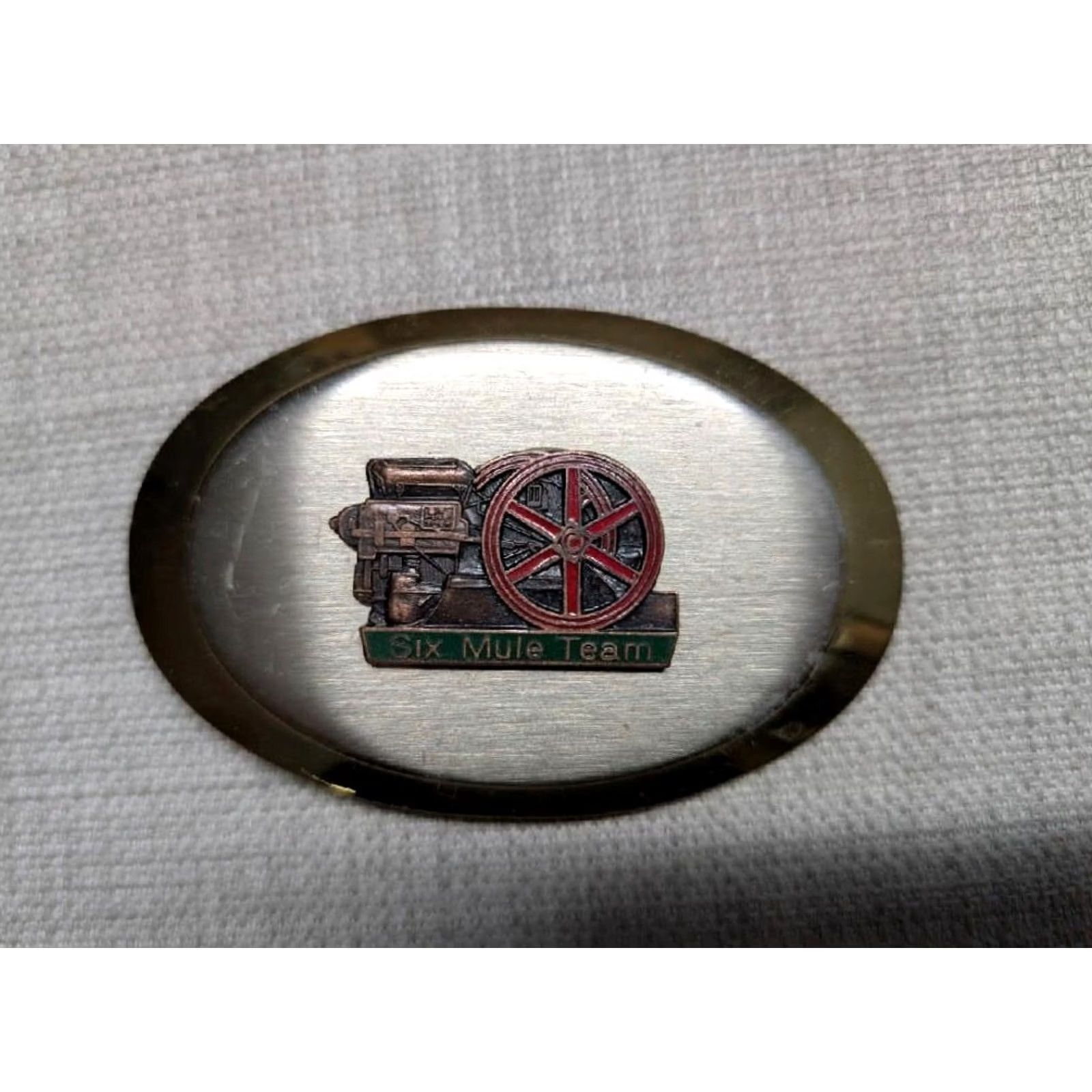 Vintage VINTAGE SIX MULE TEAM belt buckle ENGINE western TRACTOR chrome cowboy AMANCO Buckle Mens Chrome Belt Buckle 2.5" x 3.75" Fits 1.5" Belt Size ONE SIZE - 3 Thumbnail
