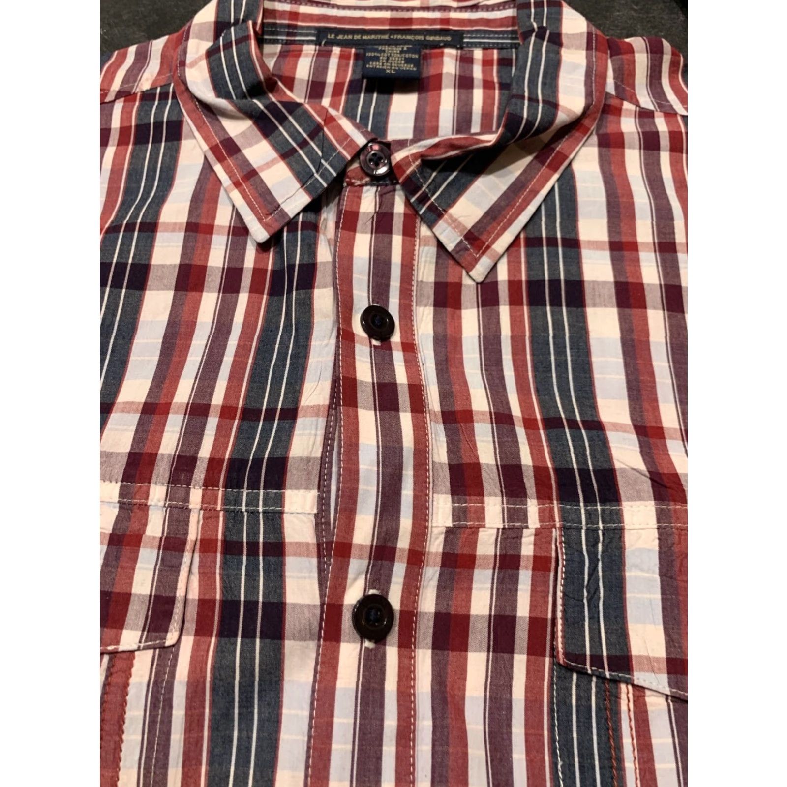 Vintage Girbaud Men's XL Long Sleeve Plaid Button-Up Shirt Red Blue Cotton Size US XL / EU 56 / 4 - 5 Thumbnail