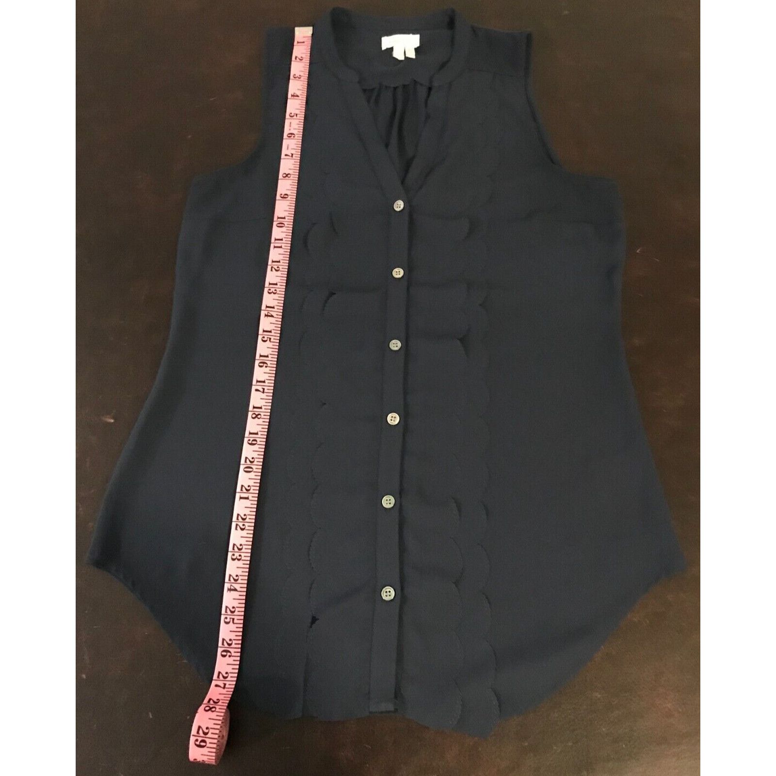 Anthropologie Anthropologie Meadow Rue Navy Sleeveless Scallop Blouse Size S / US 4 / IT 40 - 8 Thumbnail