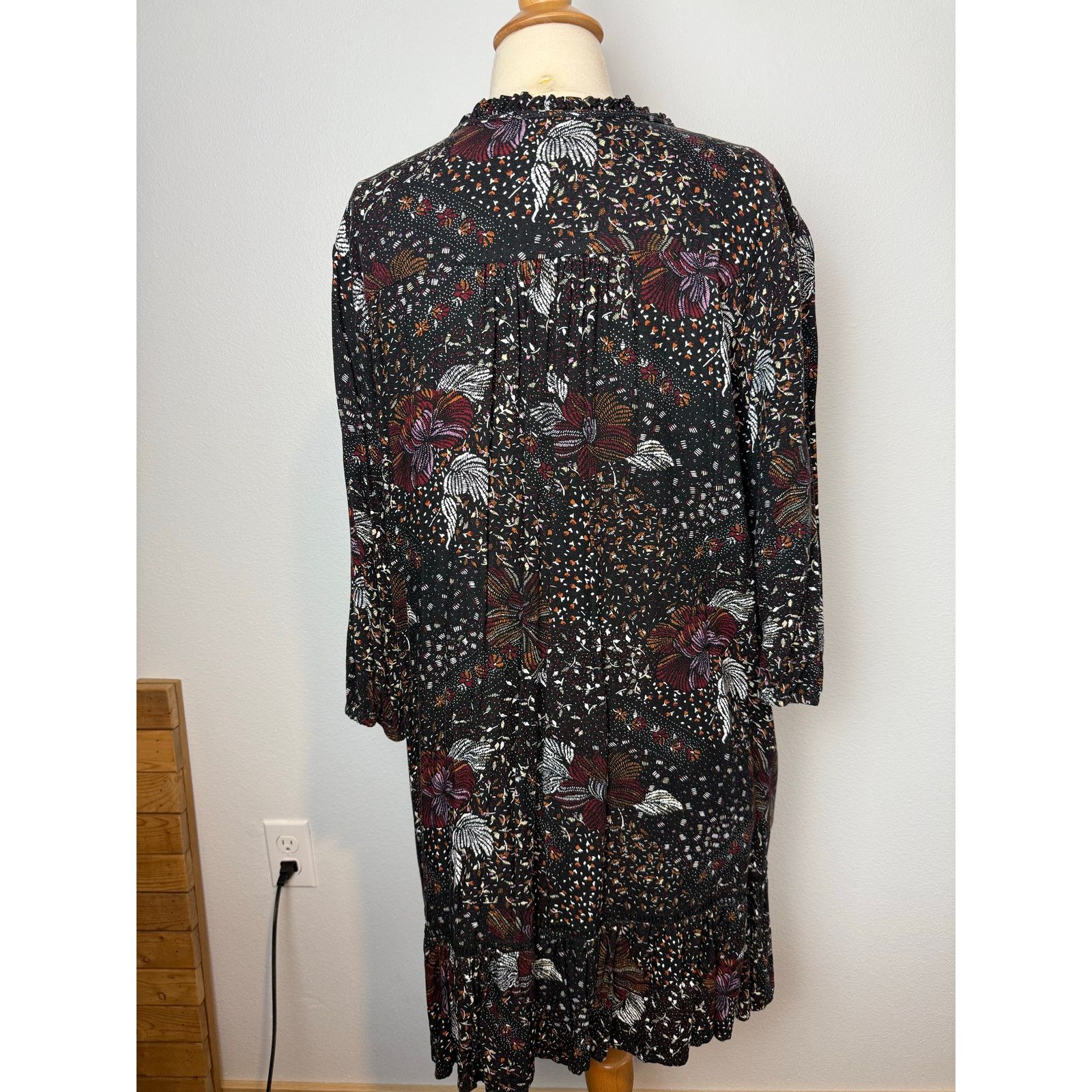 Tribal Streetwear Tribal Femme Floral Tie Front Long-sleeve Dress, Sz XL Size XL / US 12-14 / IT 48-50 - 3 Thumbnail