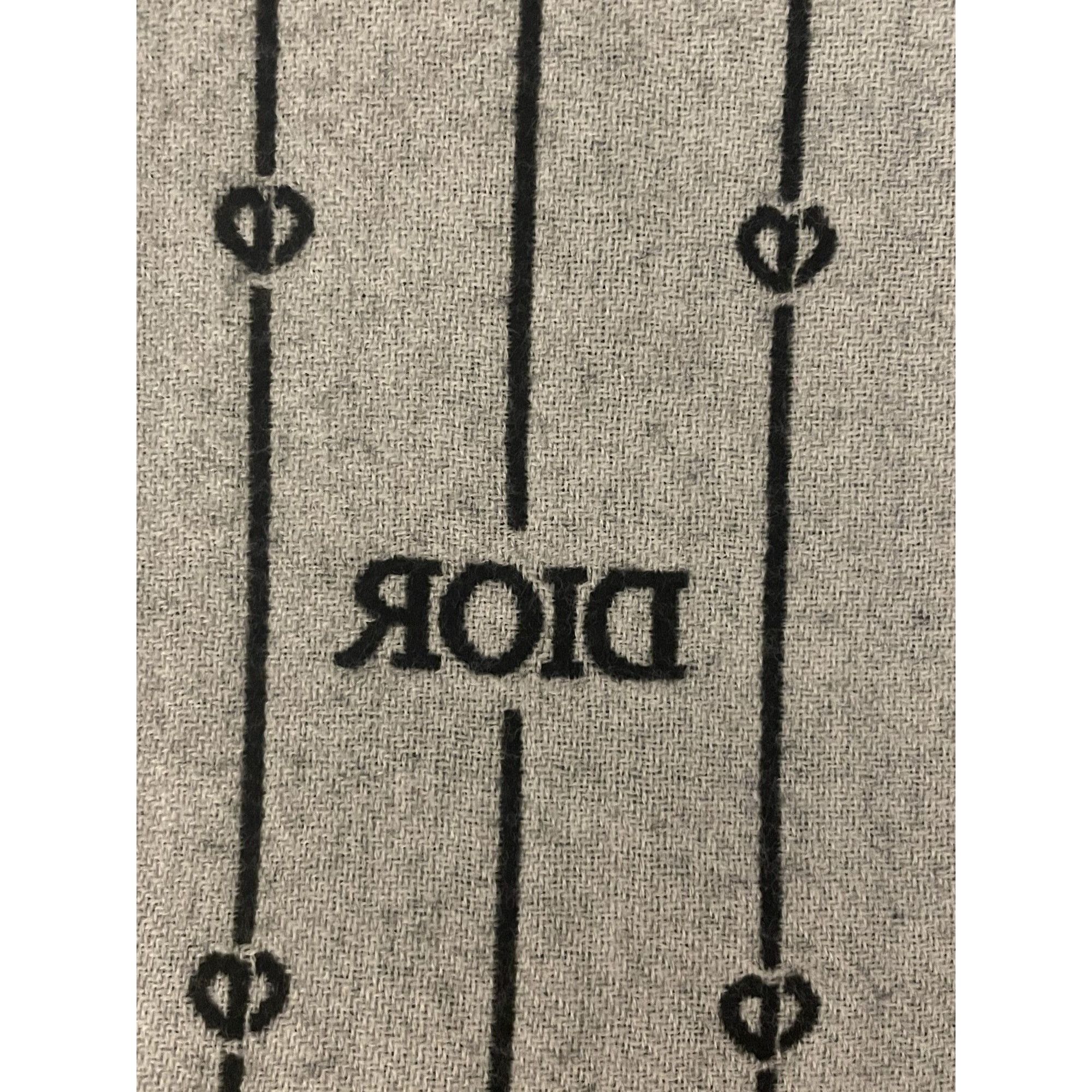 Dior Christian Dior Black Wool Scarf W/ Monogram Pattern & Fringe Size ONE SIZE - 5 Thumbnail