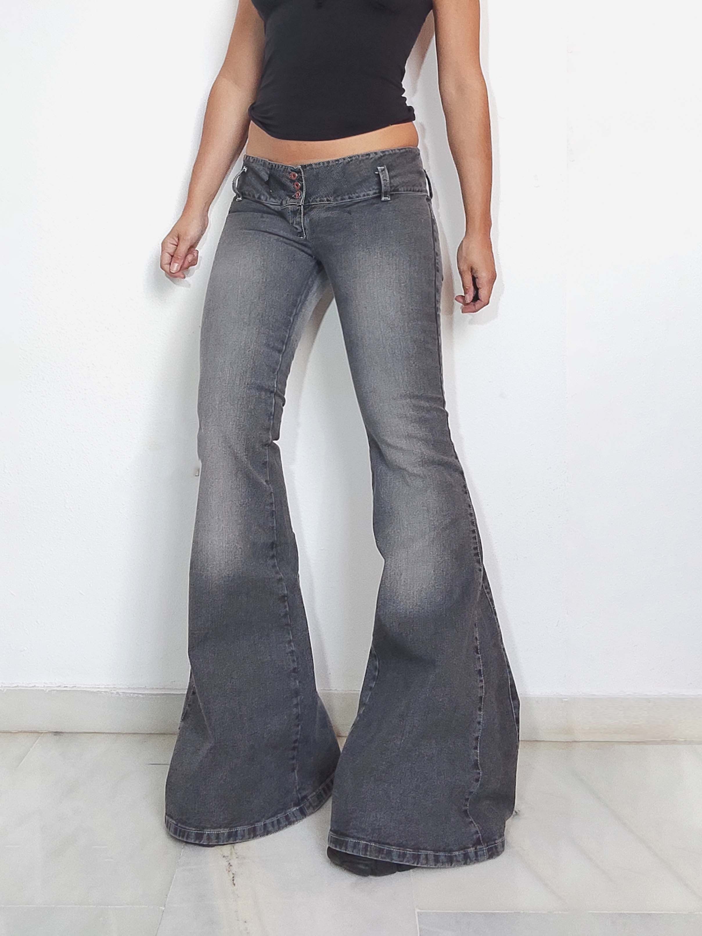 Vintage Y2k Deadstock Vintage Grey Flared Leg Jeans Size 25" / US 0 / IT 36 - 2 Thumbnail