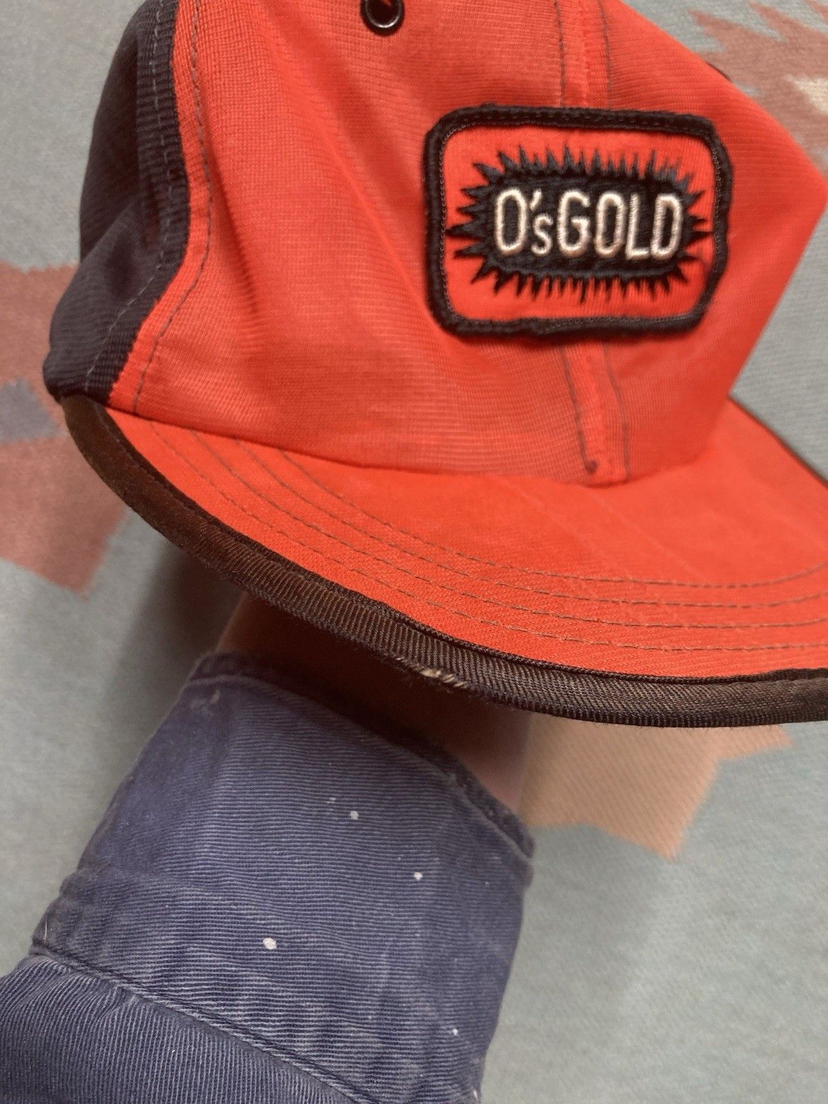 Vintage Vtg SnapBack hat pinwheel cap O’s gold patch corn seed farm Size ONE SIZE - 3 Thumbnail