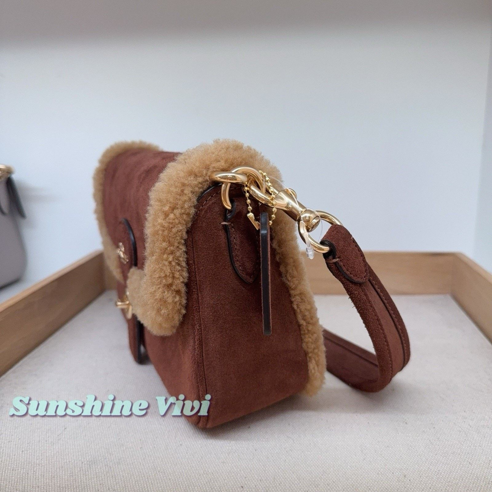 Coach NWT Coach Hadley Shoulder Bag CDL68 Suede Vintage Brown Size ONE SIZE - 4 Thumbnail