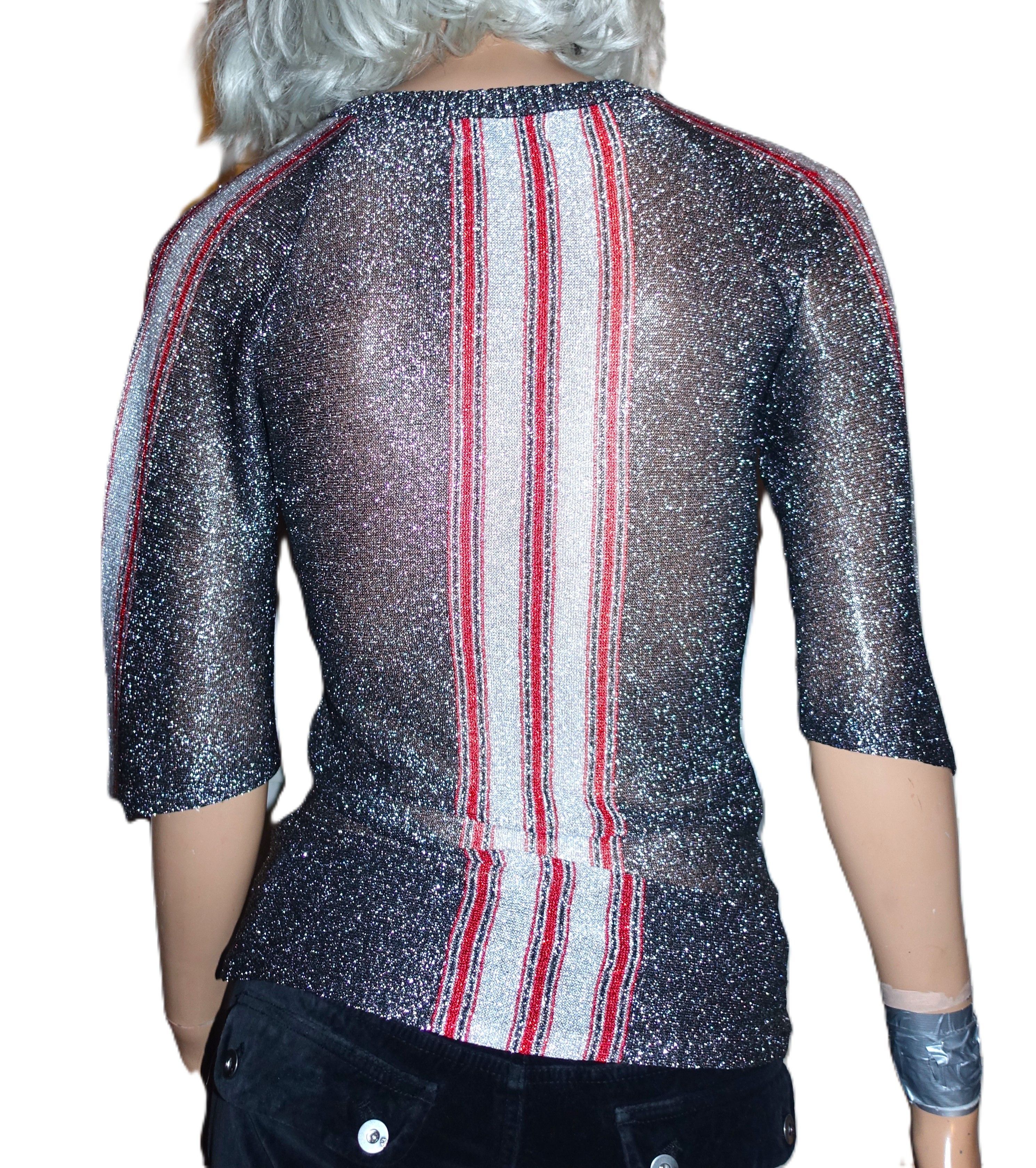 Vintage Vintage Cotillion Silver Metallic Striped Blouse M Size M / US 6-8 / IT 42-44 - 5 Thumbnail