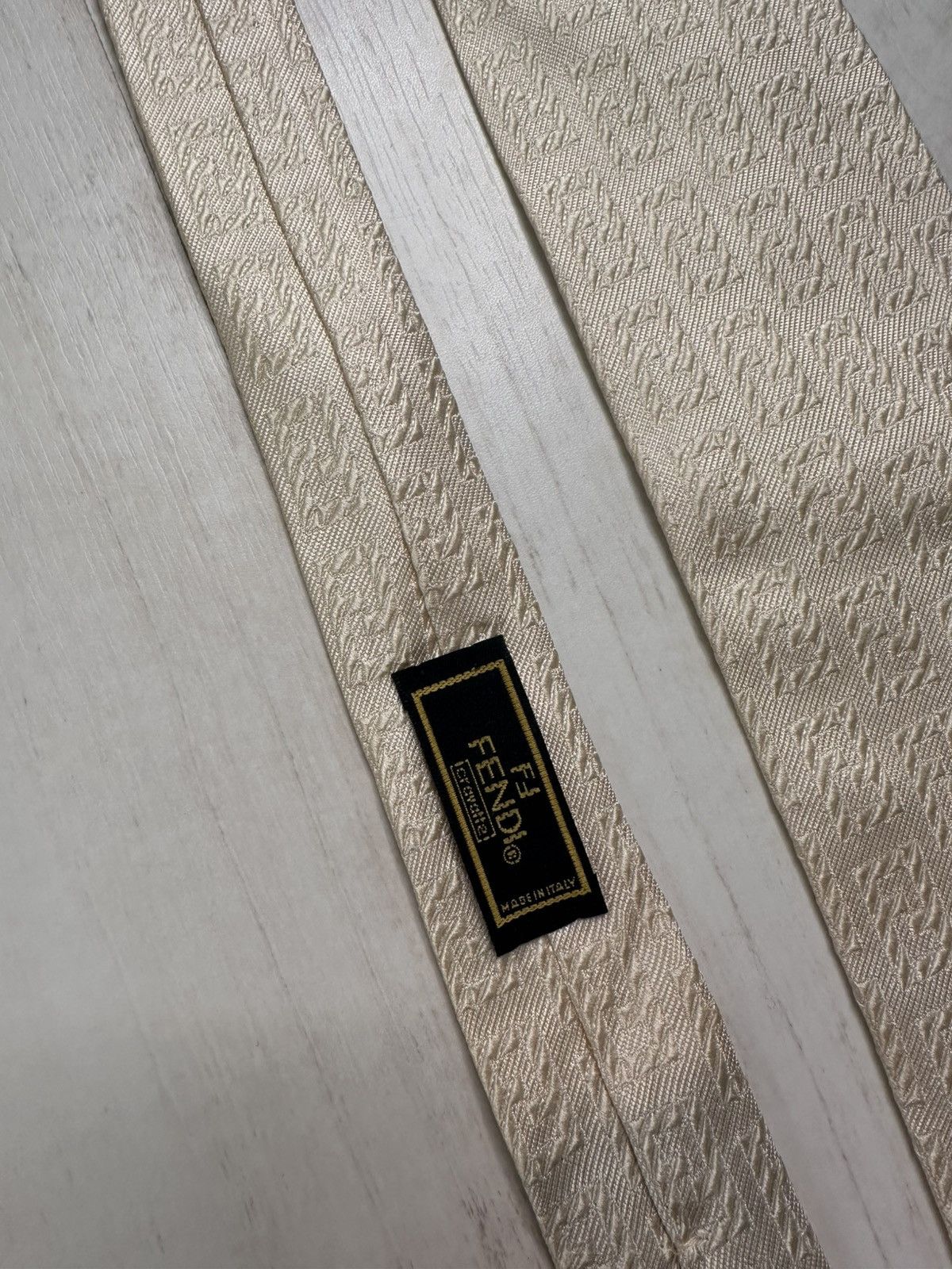 Designer × Fendi × Vintage Fendi monogram ecru tie Size ONE SIZE - 3 Thumbnail