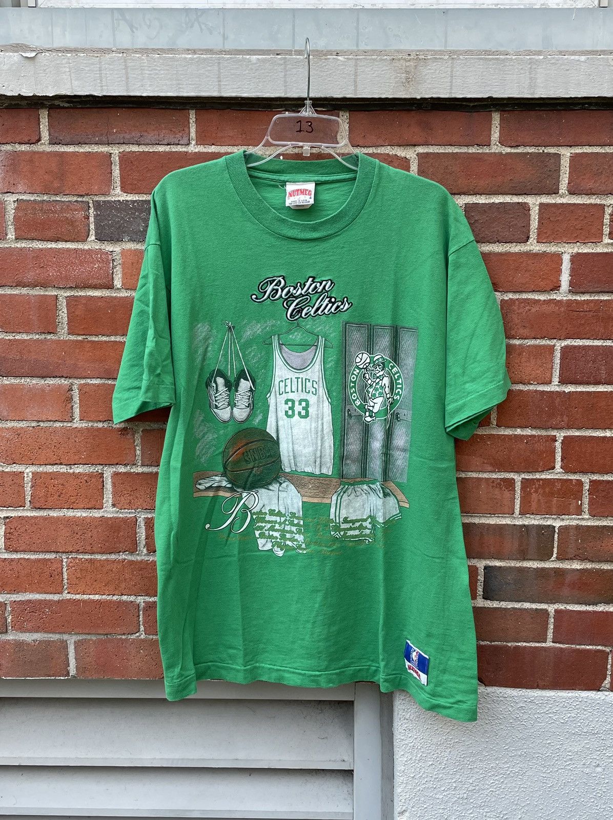 90s Nutmeg Celtics NBA Locker Room Bird Home Court T Shirt