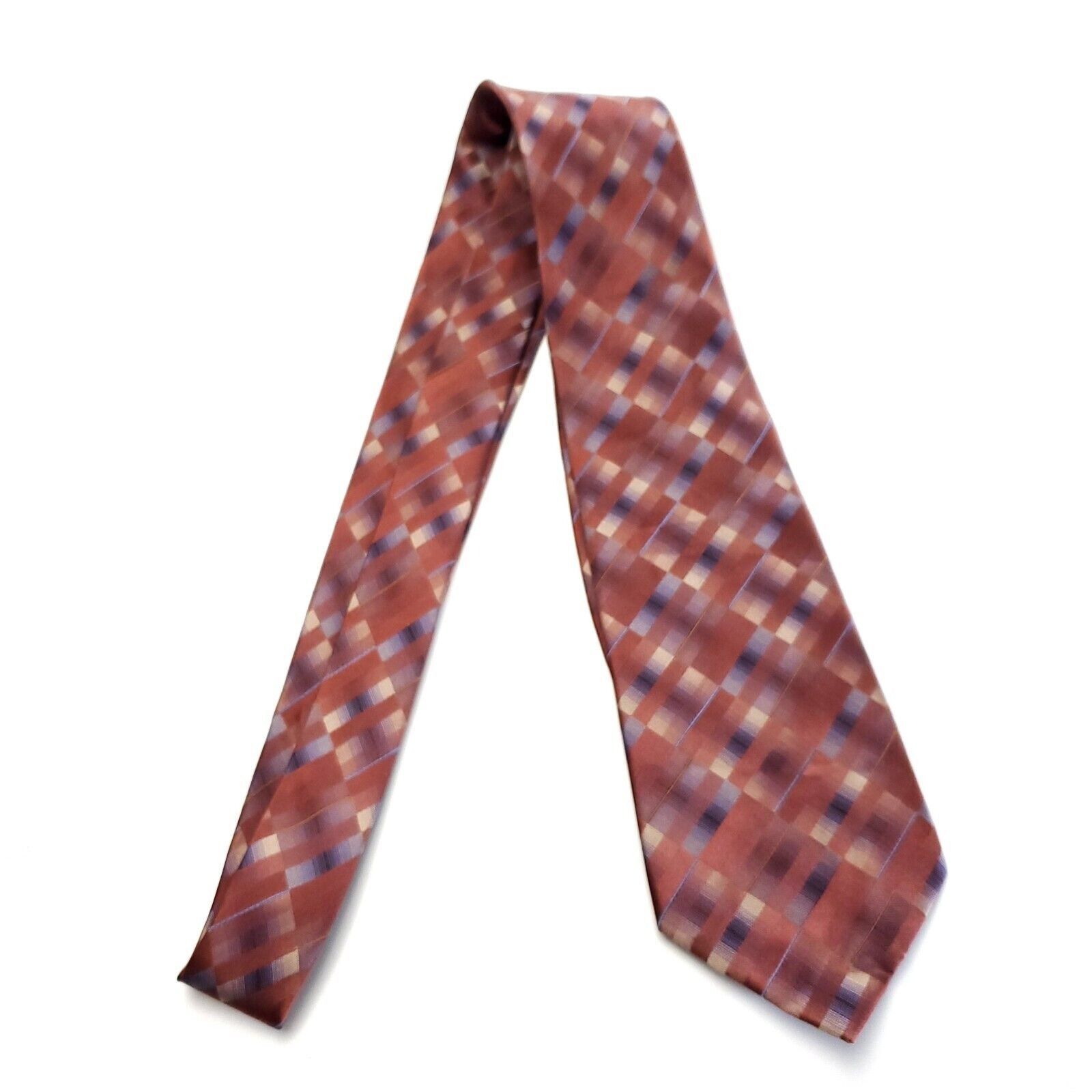 Van Heusen Van Heusen Brown Abstract Striped Silk Tie Size ONE SIZE - 6 Thumbnail